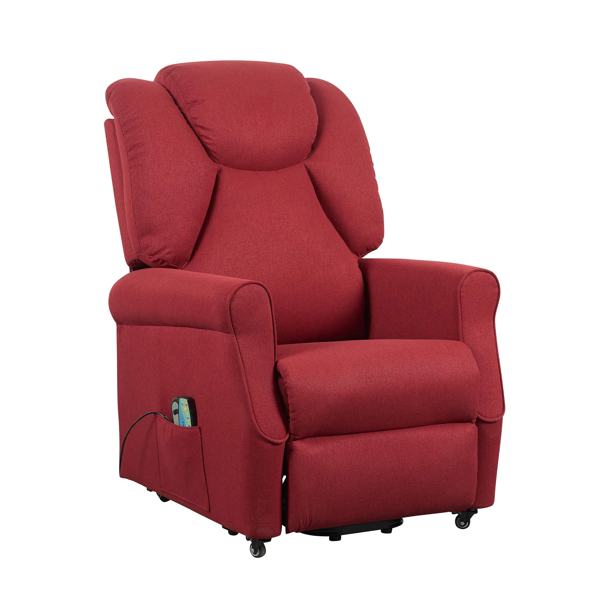 Poltrone Italia Poltrona Relax Elettrica Elevabile con Vibromassaggio e Riscaldamento, Rosso - immagine 1