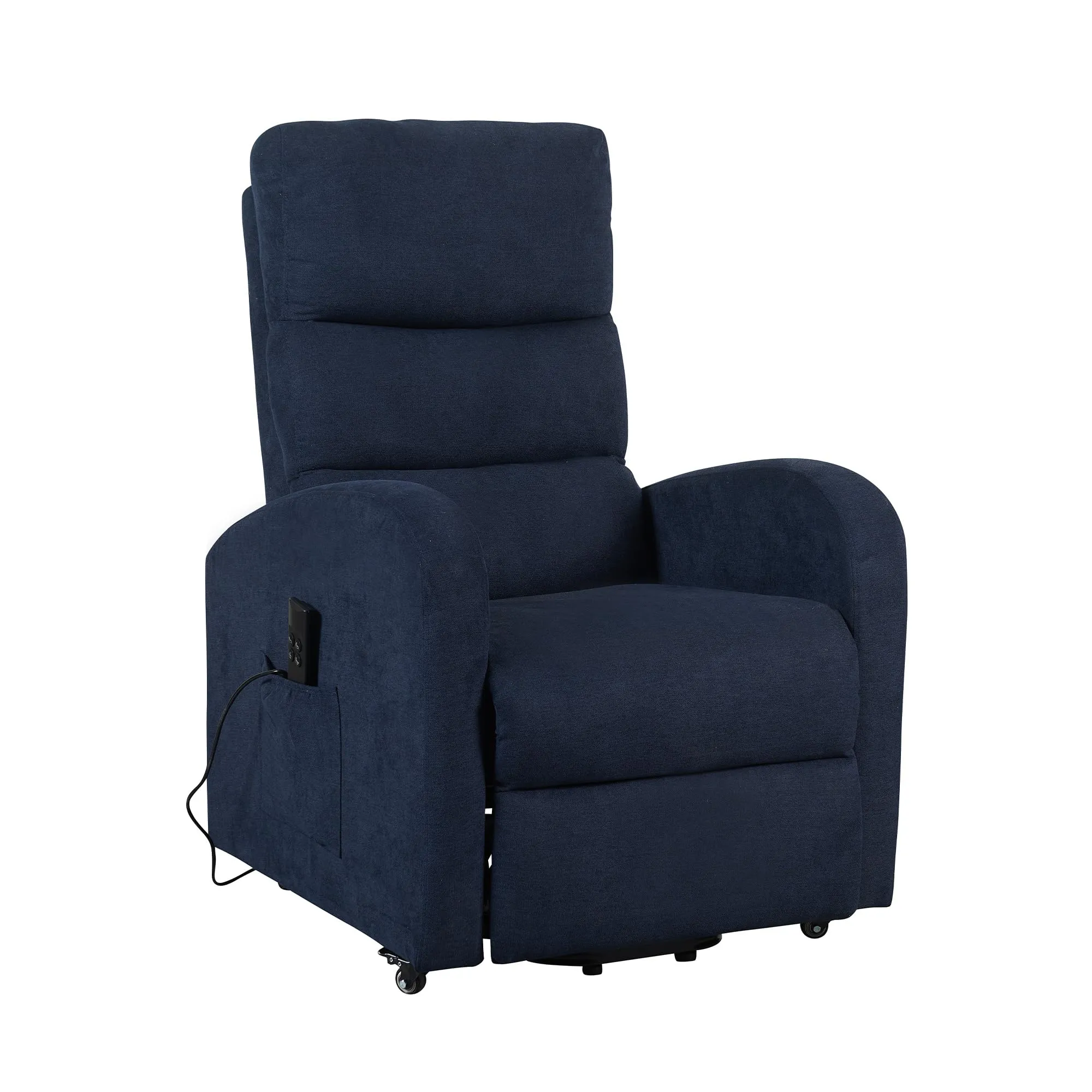 Poltrone Italia Poltrona Televisiva Elettrica 2 Motori con Poggiapiedi Regolabile e Kit a 4 Ruote, Blu - immagine 1