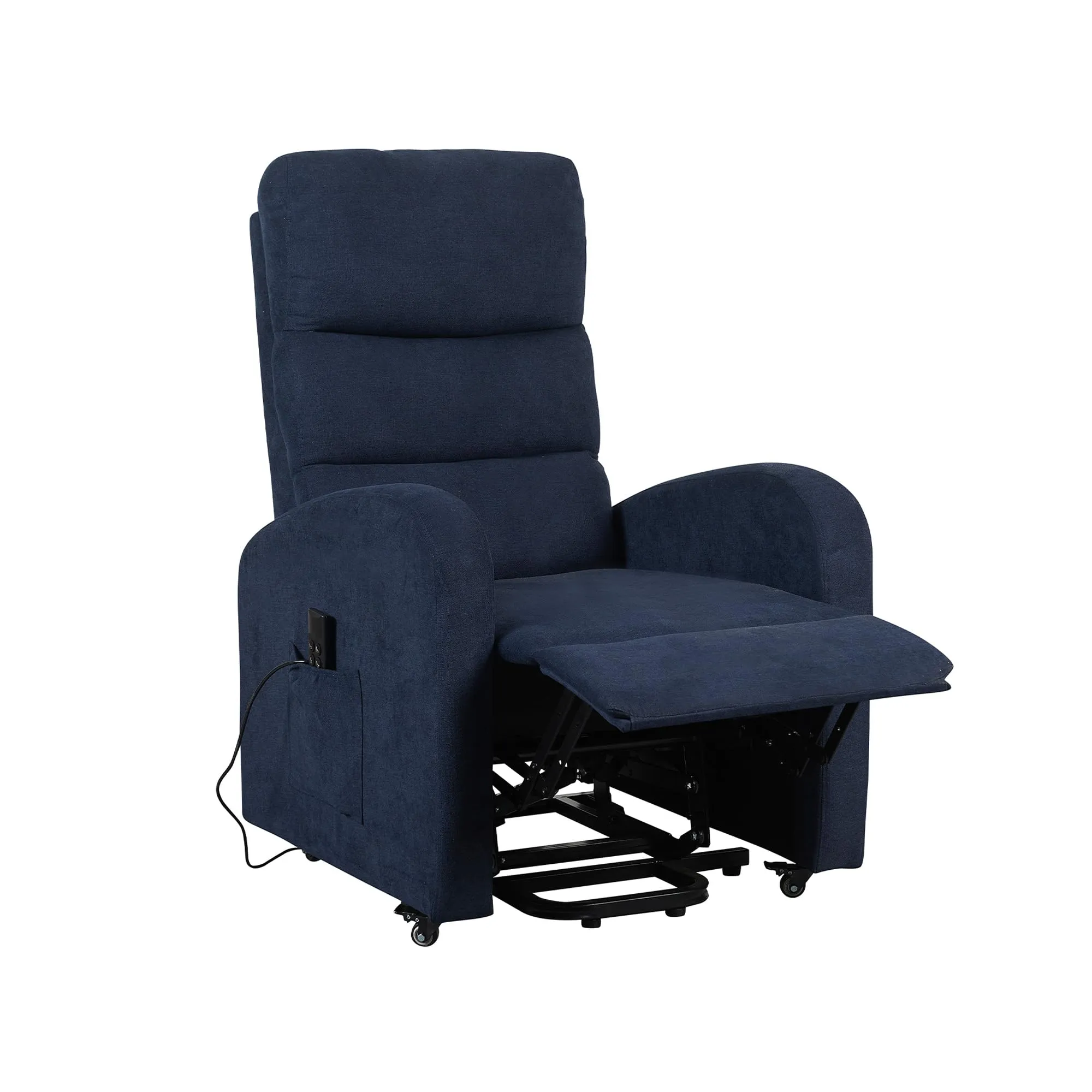Poltrone Italia Poltrona Televisiva Elettrica 2 Motori con Poggiapiedi Regolabile e Kit a 4 Ruote, Blu - immagine 3
