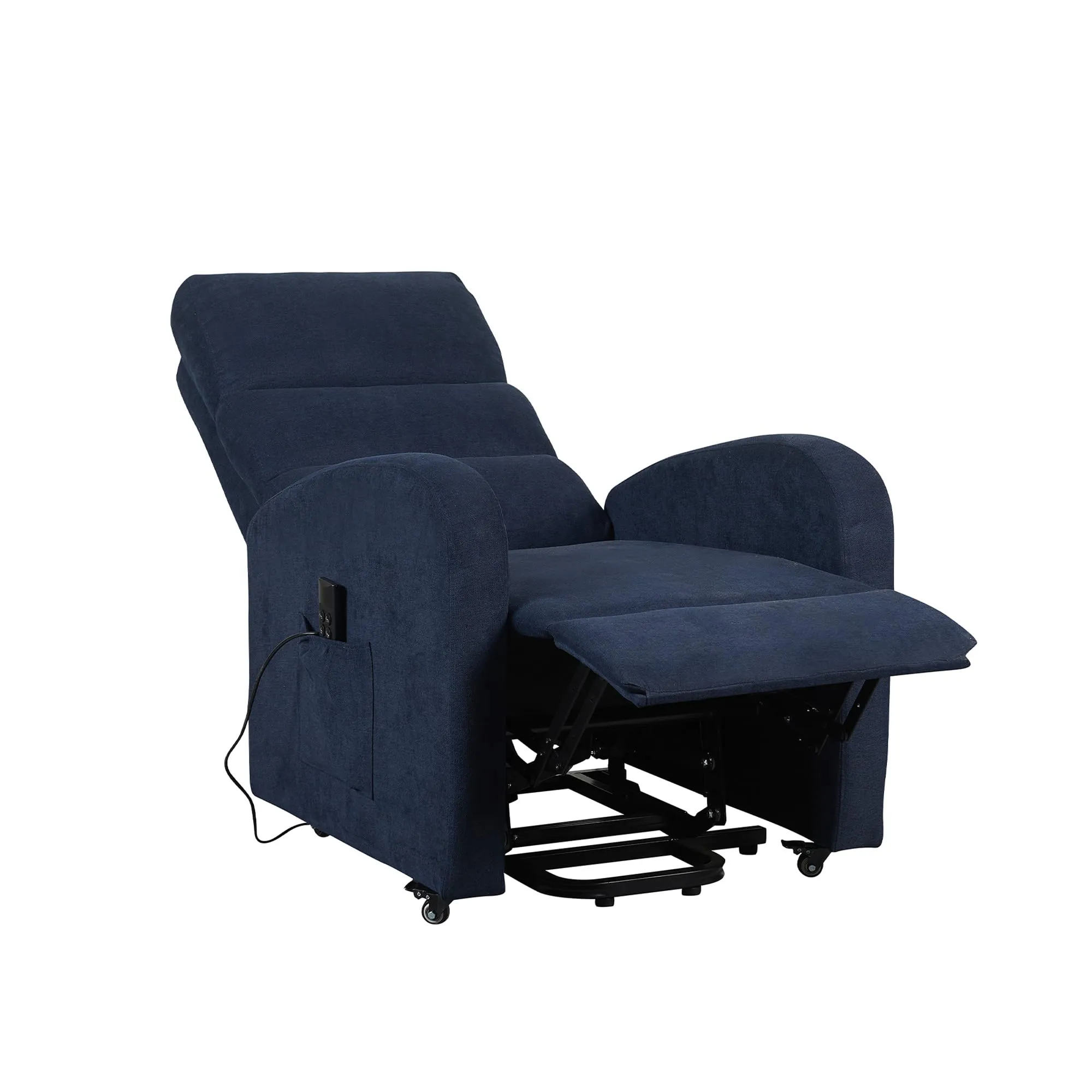Poltrone Italia Poltrona Televisiva Elettrica 2 Motori con Poggiapiedi Regolabile e Kit a 4 Ruote, Blu - immagine 4