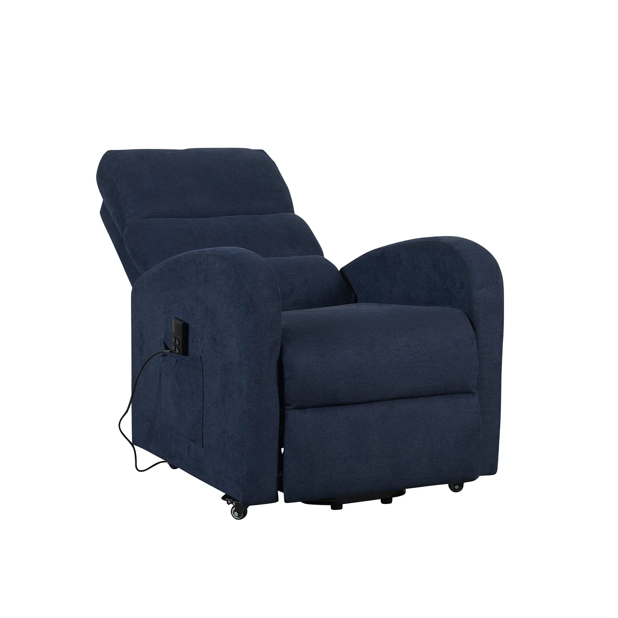 Poltrone Italia Poltrona Televisiva Elettrica 2 Motori con Poggiapiedi Regolabile e Kit a 4 Ruote, Blu - immagine 6