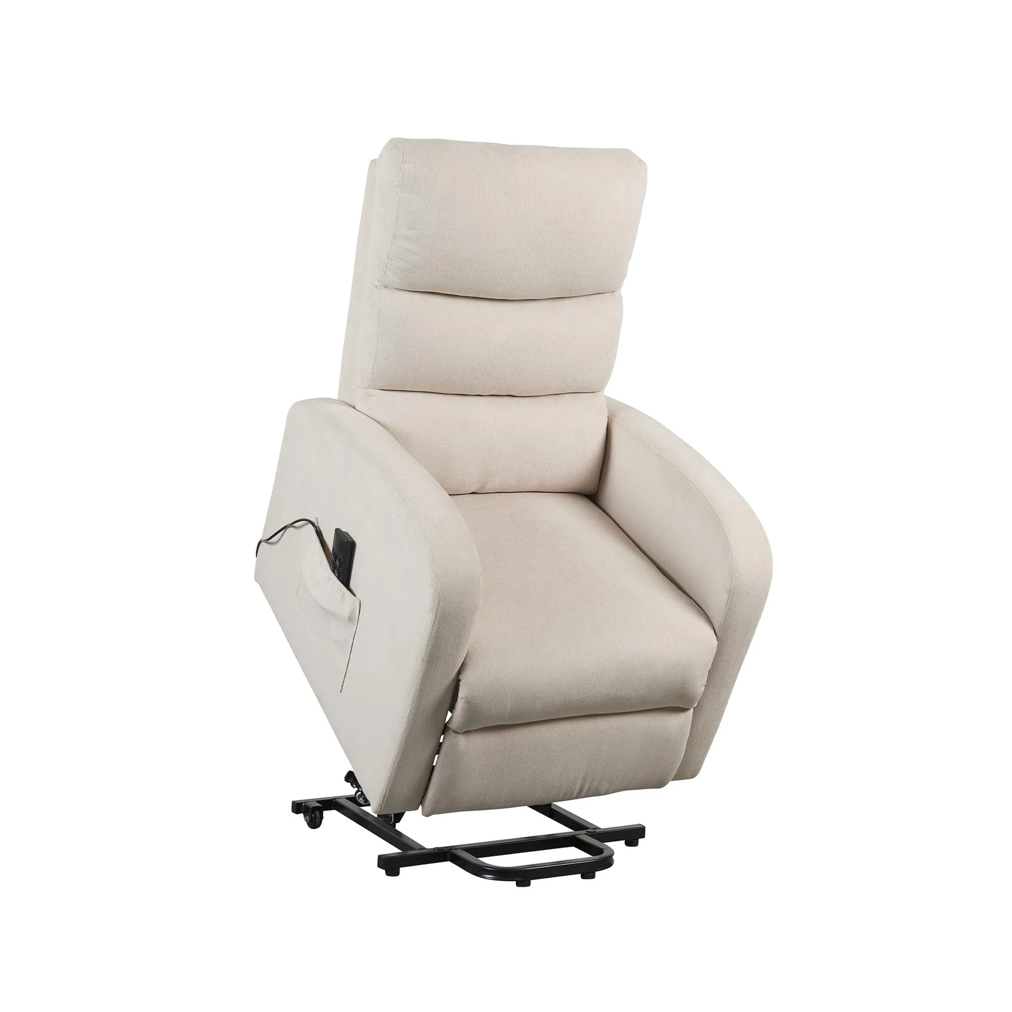 Poltrone Italia Poltrona Alzapersona Elettrica 2 Motori con Ruote, Tessuto Beige - immagine 2