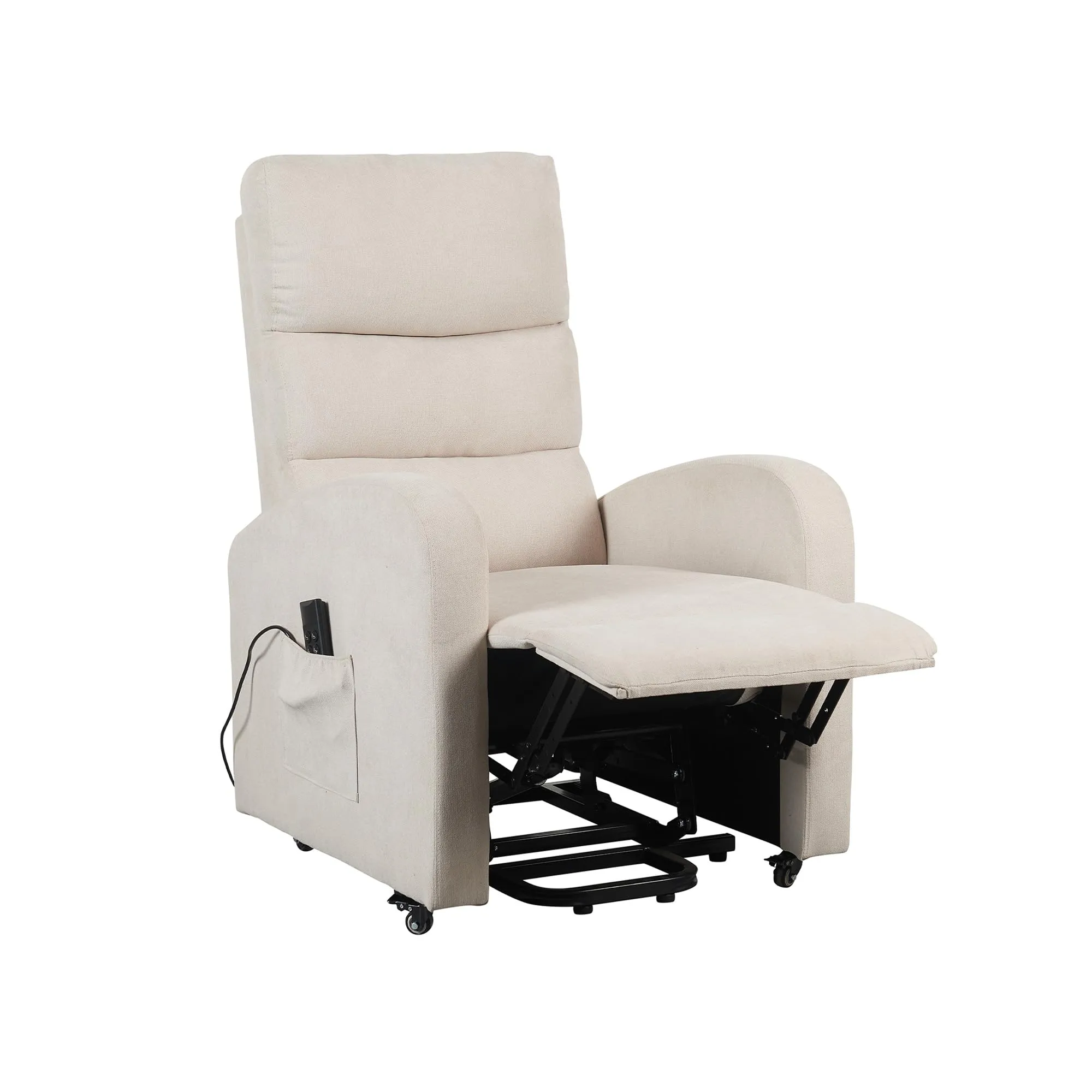 Poltrone Italia Poltrona Alzapersona Elettrica 2 Motori con Ruote, Tessuto Beige - immagine 3