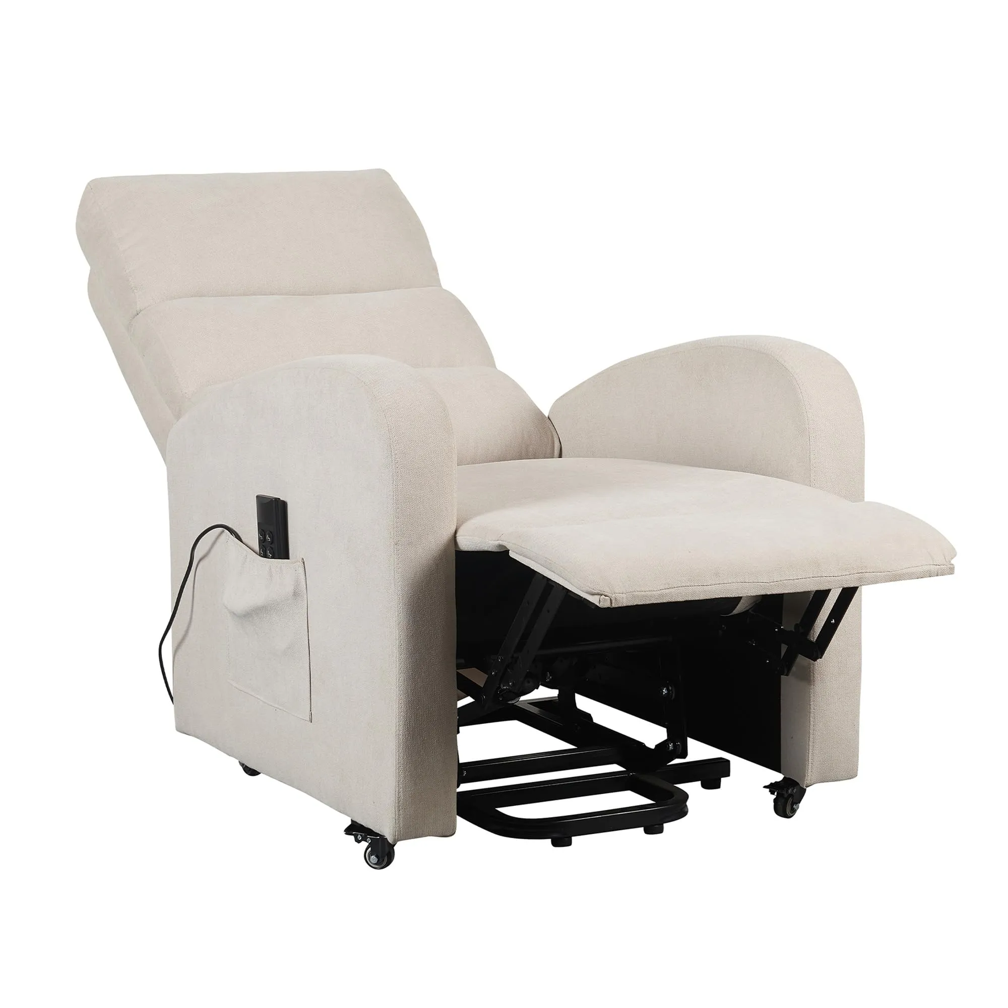 Poltrone Italia Poltrona Alzapersona Elettrica 2 Motori con Ruote, Tessuto Beige - immagine 4
