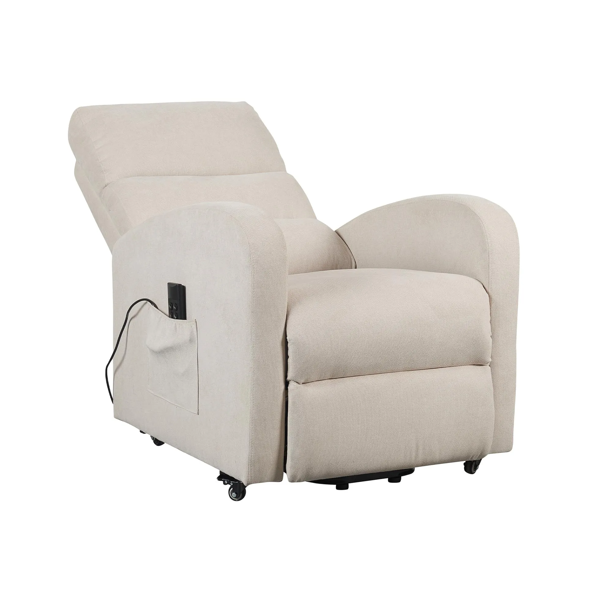 Poltrone Italia Poltrona Alzapersona Elettrica 2 Motori con Ruote, Tessuto Beige - immagine 5