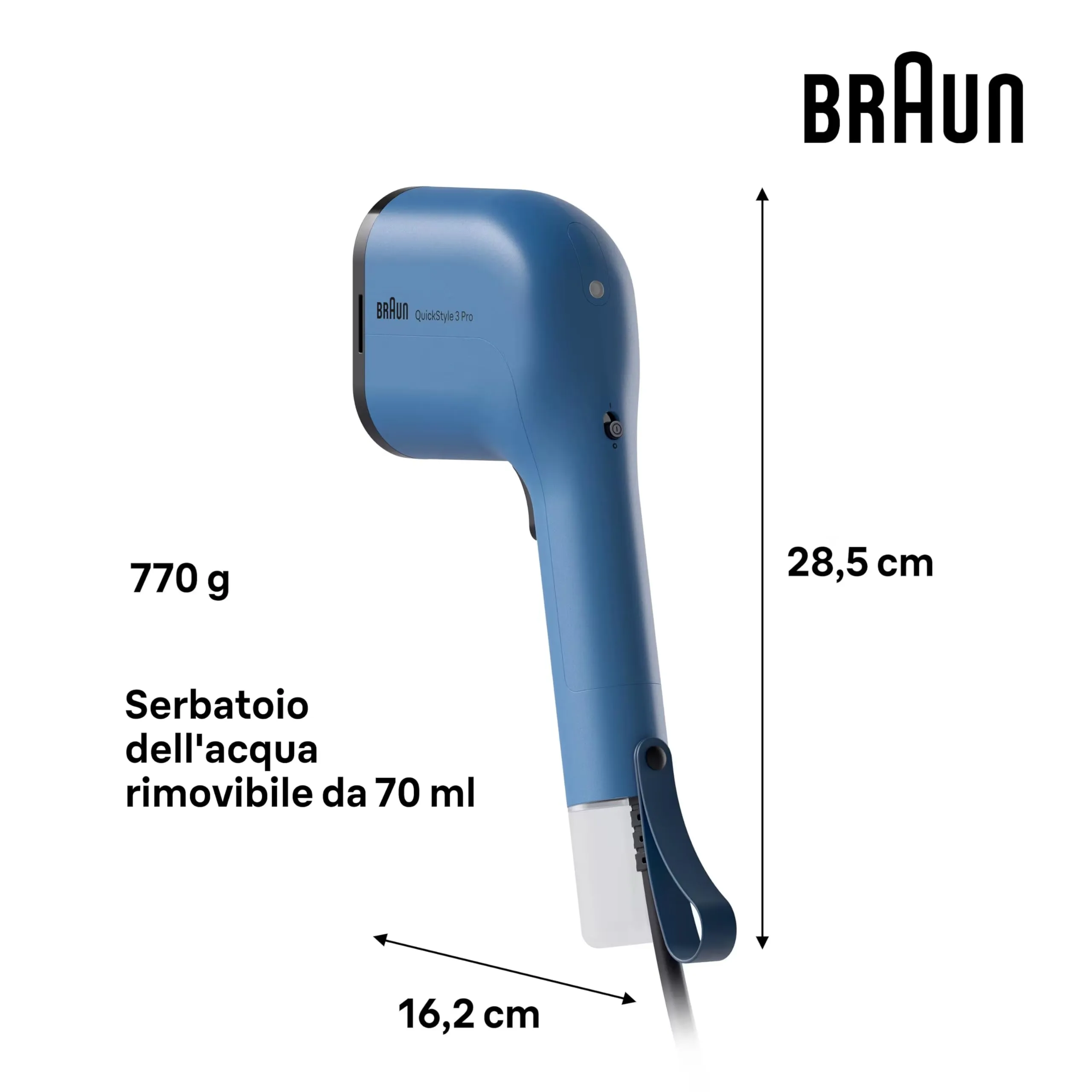 Braun QuickStyle 3 GS3024BL Stiratore a Vapore, 1100W, Blu - immagine 3