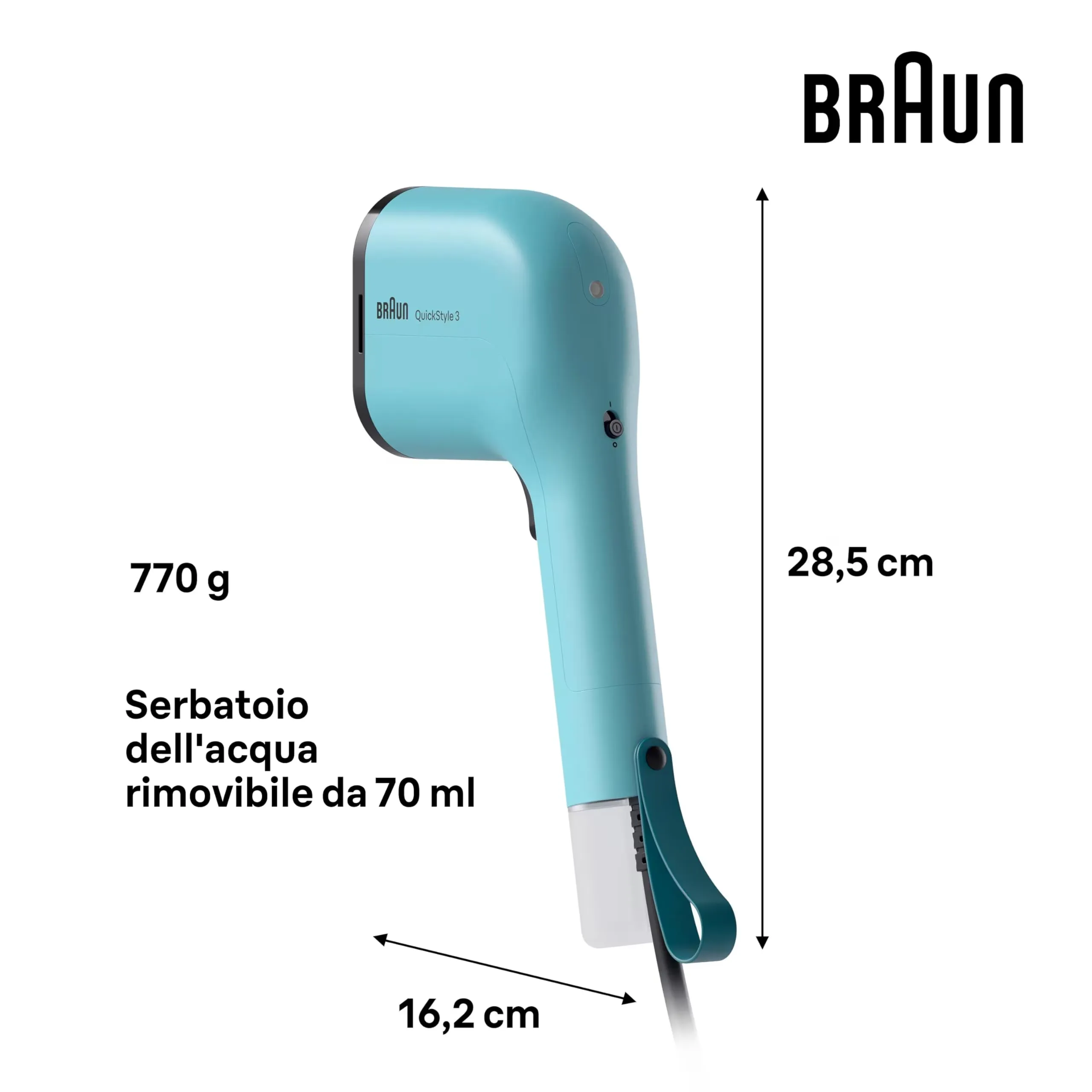 Braun QuickStyle 3 Ferro a Vapore Verticale 1100W Verde (GS3013GR) - immagine 4