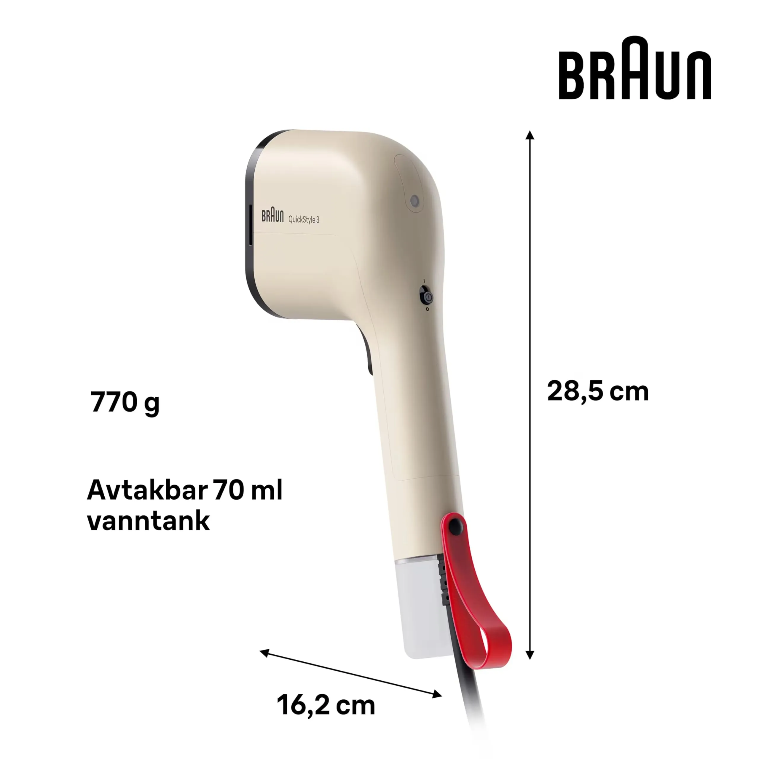 Braun QuickStyle 3 Ferro a Vapore Verticale, 1100W, Beige (GS3012BG) - immagine 3