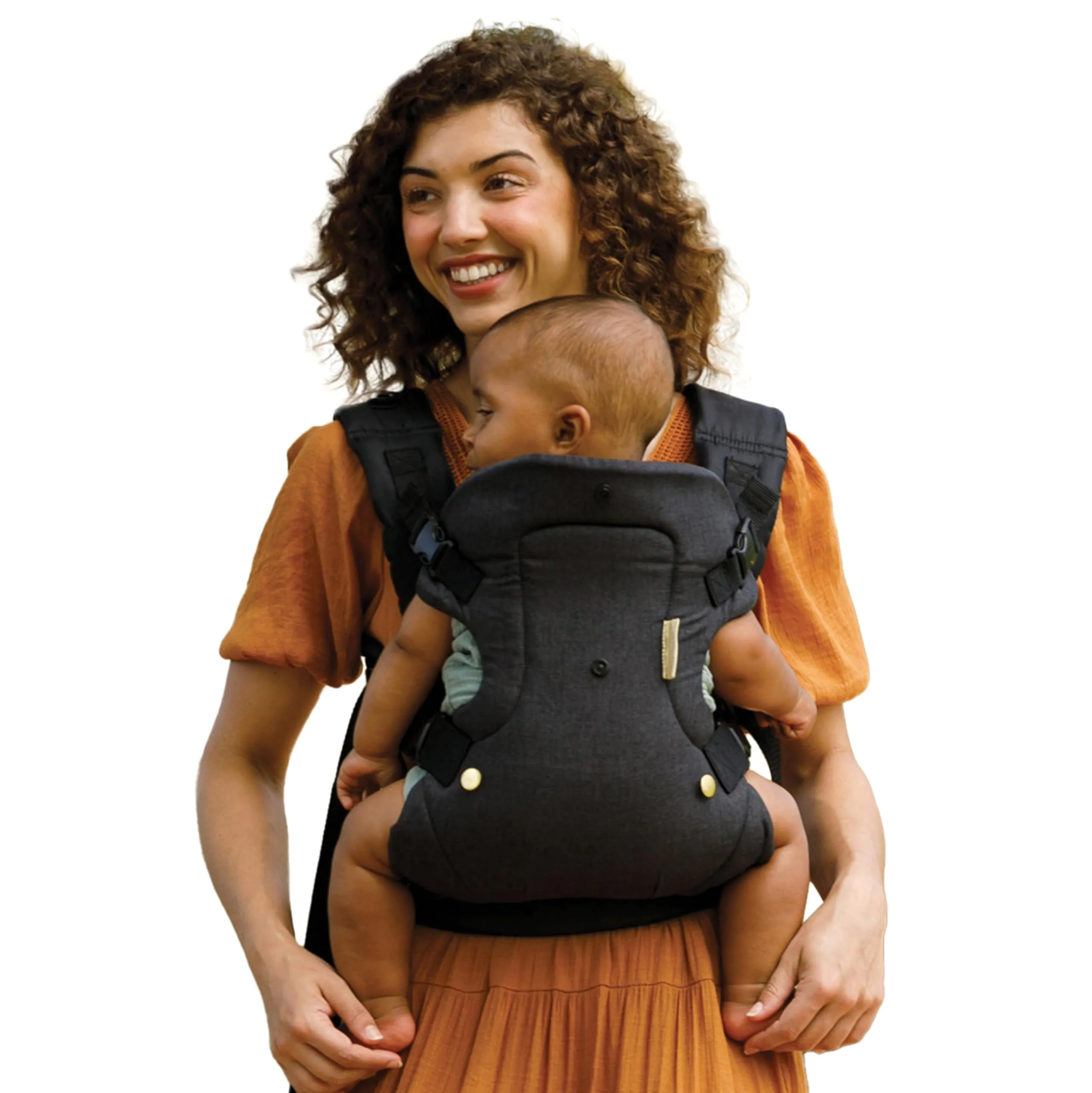 Infantino Flip Advanced Marsupio Neonato 4-in-1, Ergonomico e Convertibile, Trasporto Frontale e Dorsale, 3,6-14,5 kg, Nero e Oro - immagine 1