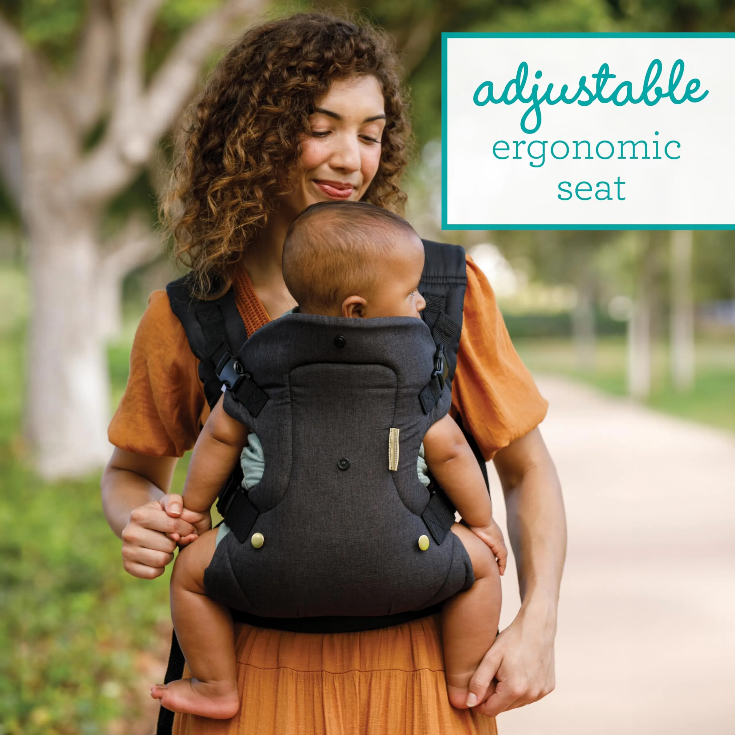 Infantino Flip Advanced Marsupio Neonato 4-in-1, Ergonomico e Convertibile, Trasporto Frontale e Dorsale, 3,6-14,5 kg, Nero e Oro - immagine 6