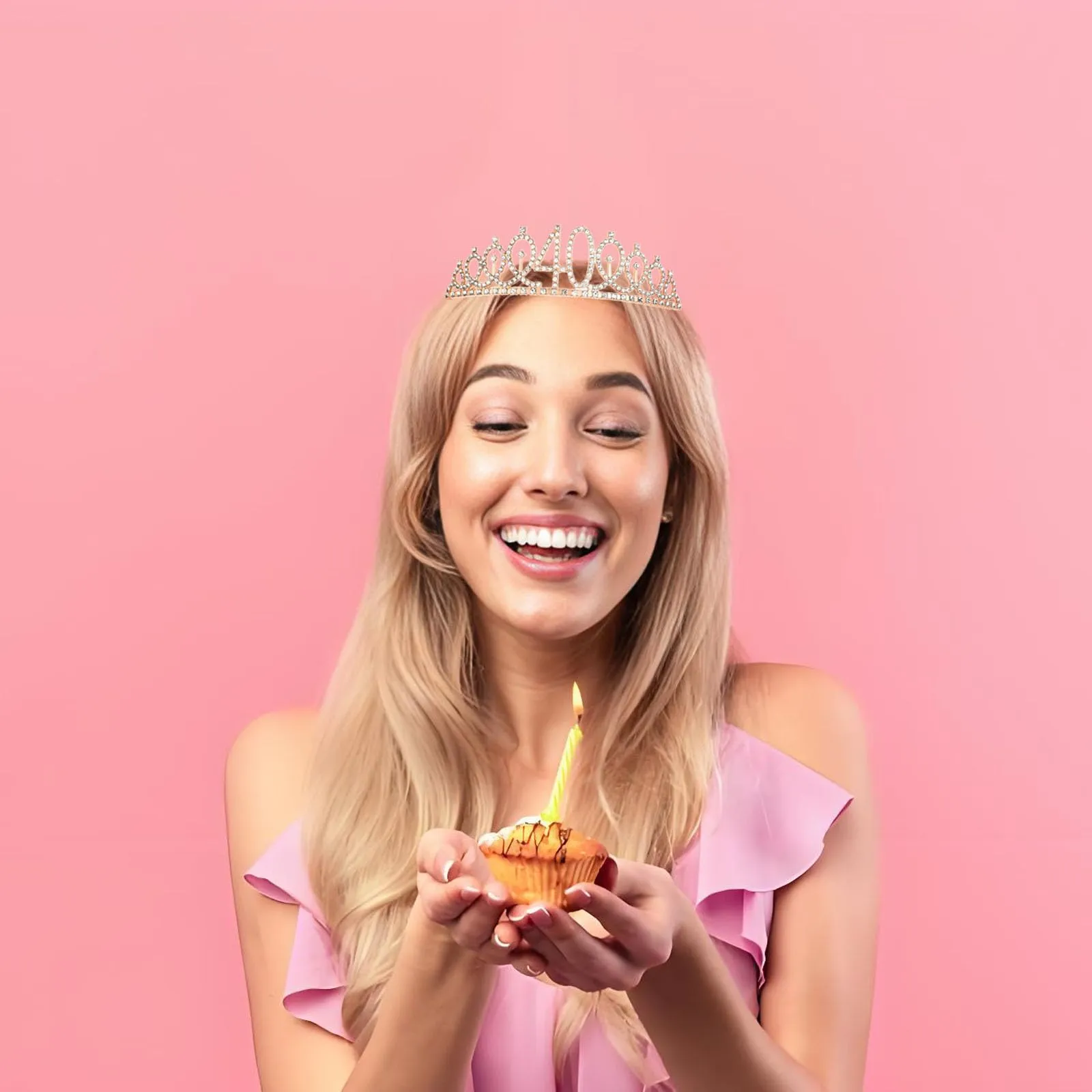 Toctax Fascia e Corona Compleanno Personalizzata con Biglietto, Set Regalo 40 Anni per Donna - immagine 6