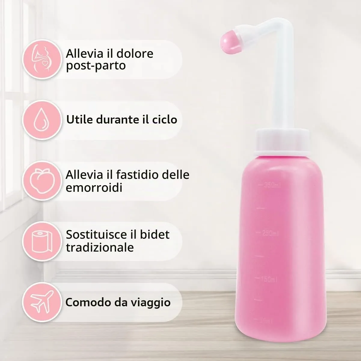 Showvigor Set di 2 Flaconi per Recupero Perineale, Bidet Portatile 350ml con Borsa da Viaggio, Pink Set - immagine 3