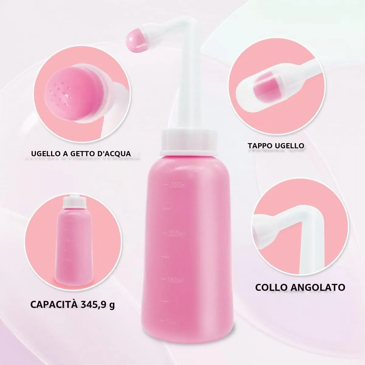 Showvigor Set di 2 Flaconi per Recupero Perineale, Bidet Portatile 350ml con Borsa da Viaggio, Pink Set - immagine 4