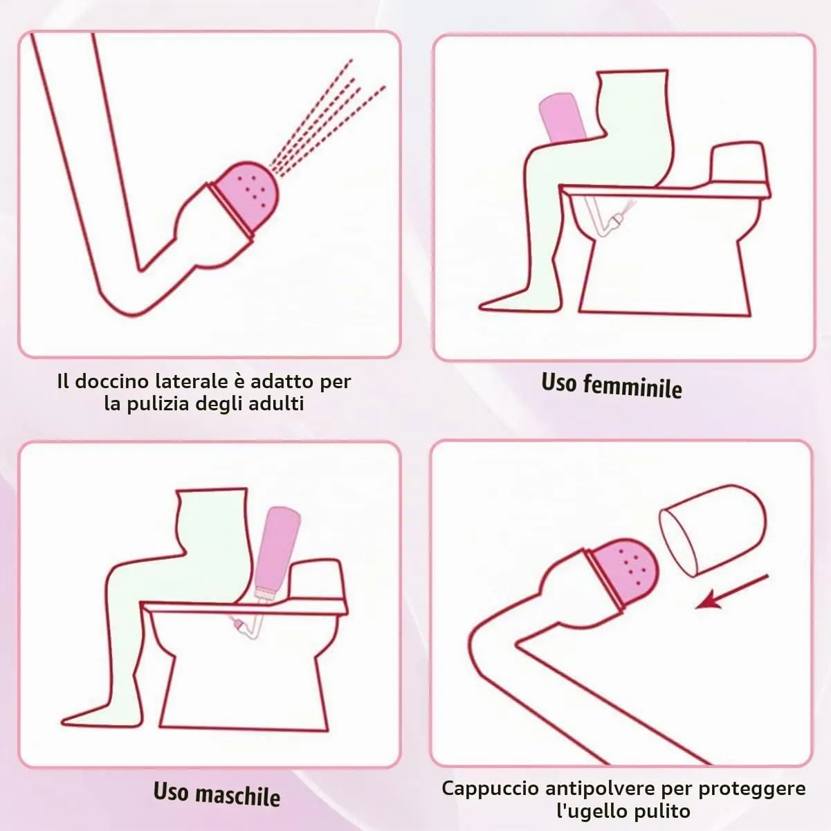 Showvigor Set di 2 Flaconi per Recupero Perineale, Bidet Portatile 350ml con Borsa da Viaggio, Pink Set - immagine 6