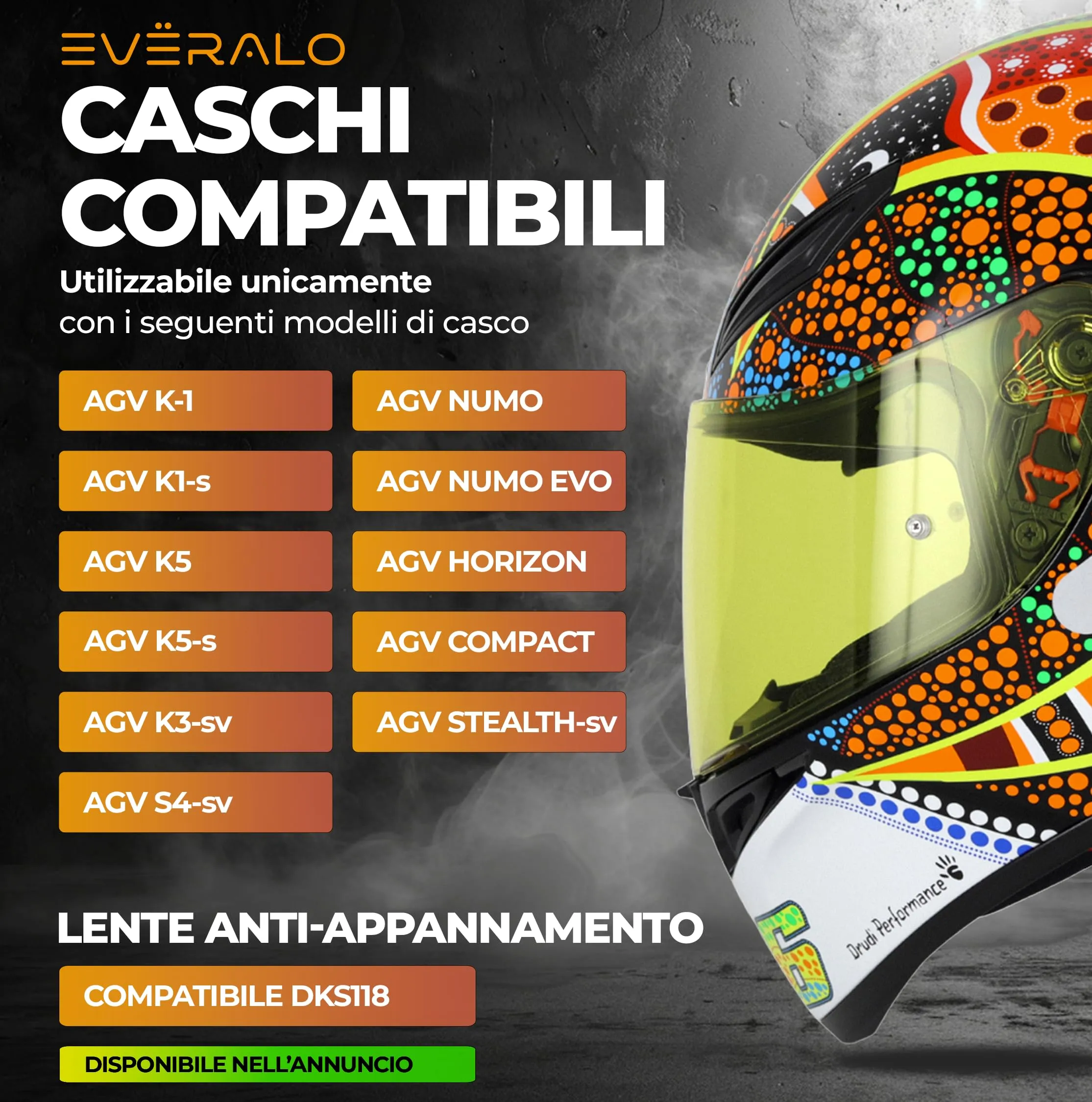 Everalo Visiera per Casco AGV K1 K1s K3sv K5 K5s GT2 - immagine 2