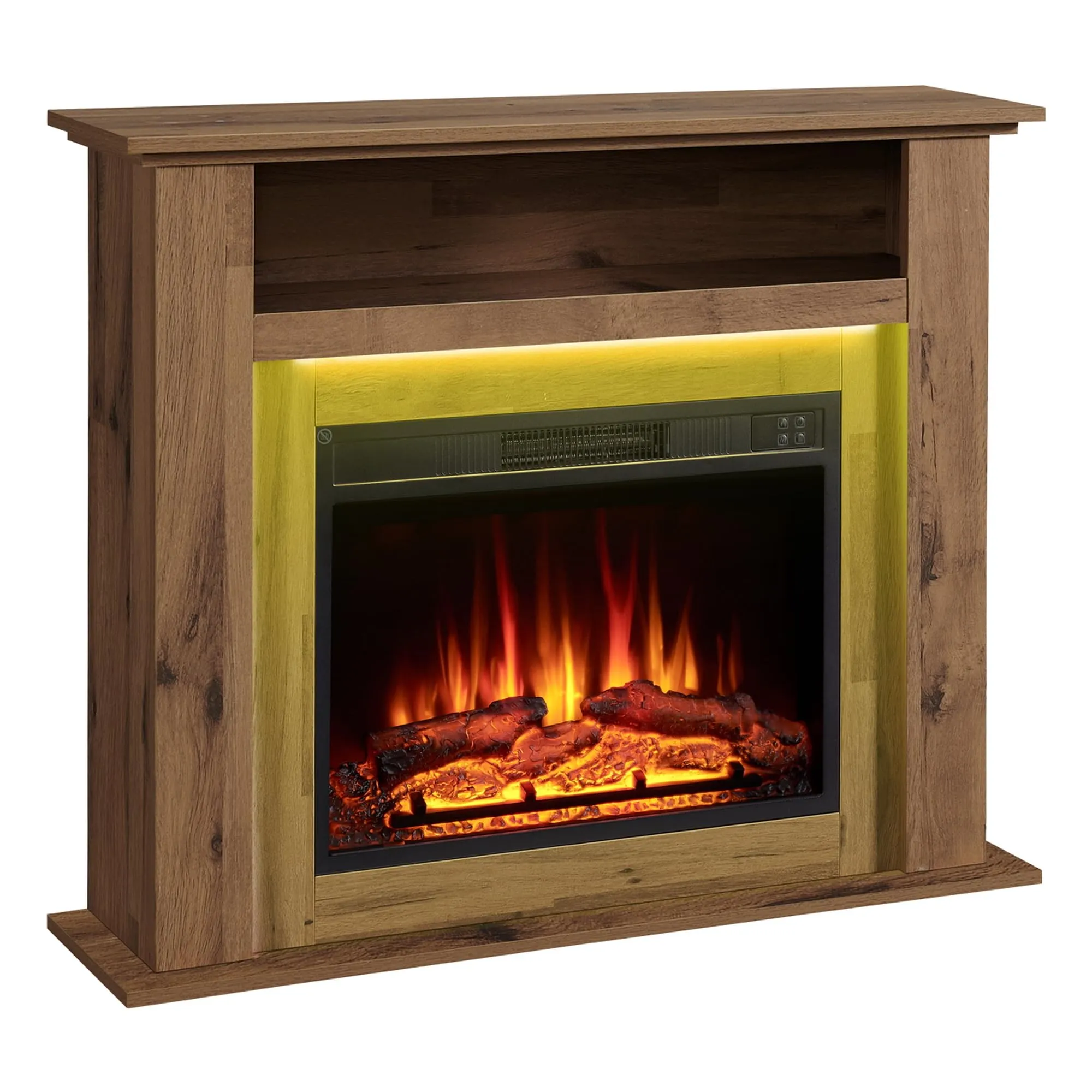BALDERIA Liora Camino Elettrico con Vano Portaoggetti, Effetto Fiamma 3D, Riscaldamento 2000W, Timer e Telecomando - Rovere Scuro - immagine 1