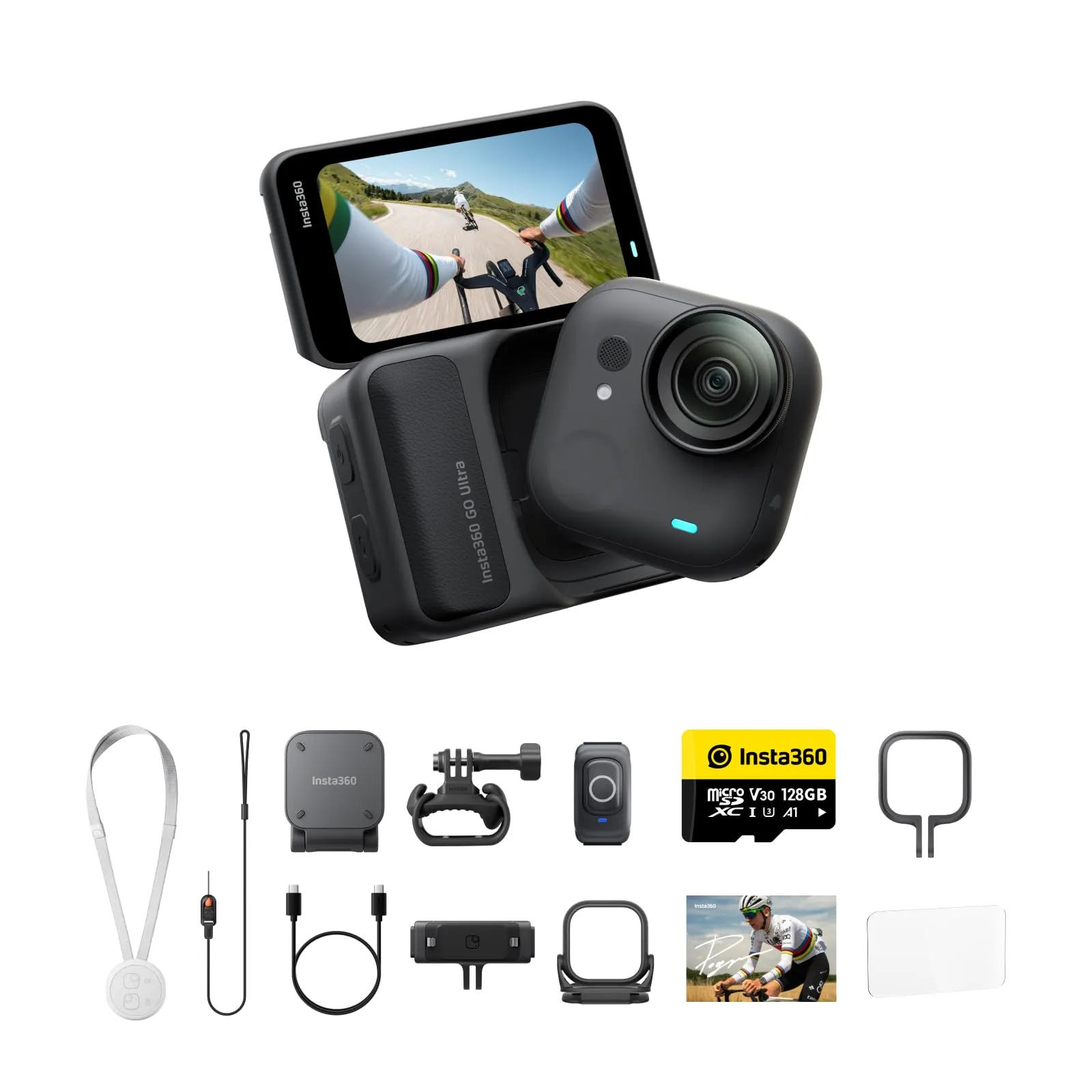 Insta360 GO Ultra Pack Ciclismo Premium Nero - Action Cam 4K Indossabile, FlowState, Impermeabile 10m - immagine 1