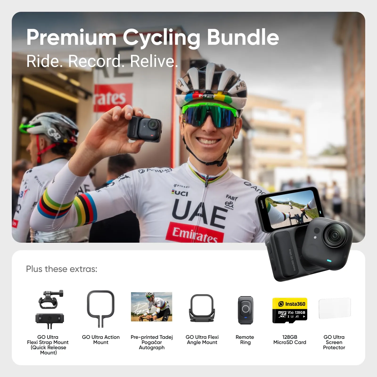 Insta360 GO Ultra Pack Ciclismo Premium Nero - Action Cam 4K Indossabile, FlowState, Impermeabile 10m - immagine 9