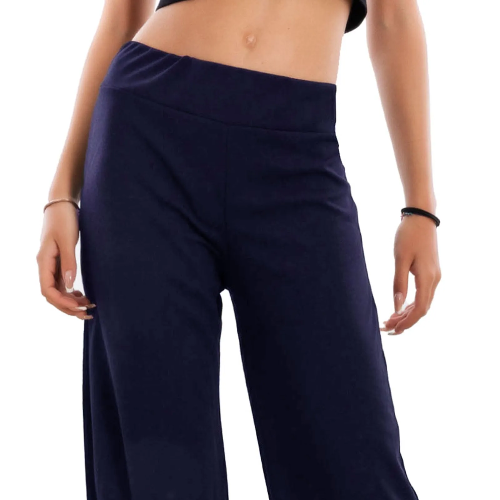 Toocool Pantaloni Donna a Palazzo Basic Elastico in Vita VI-9292, Blu Scuro, S - immagine 5