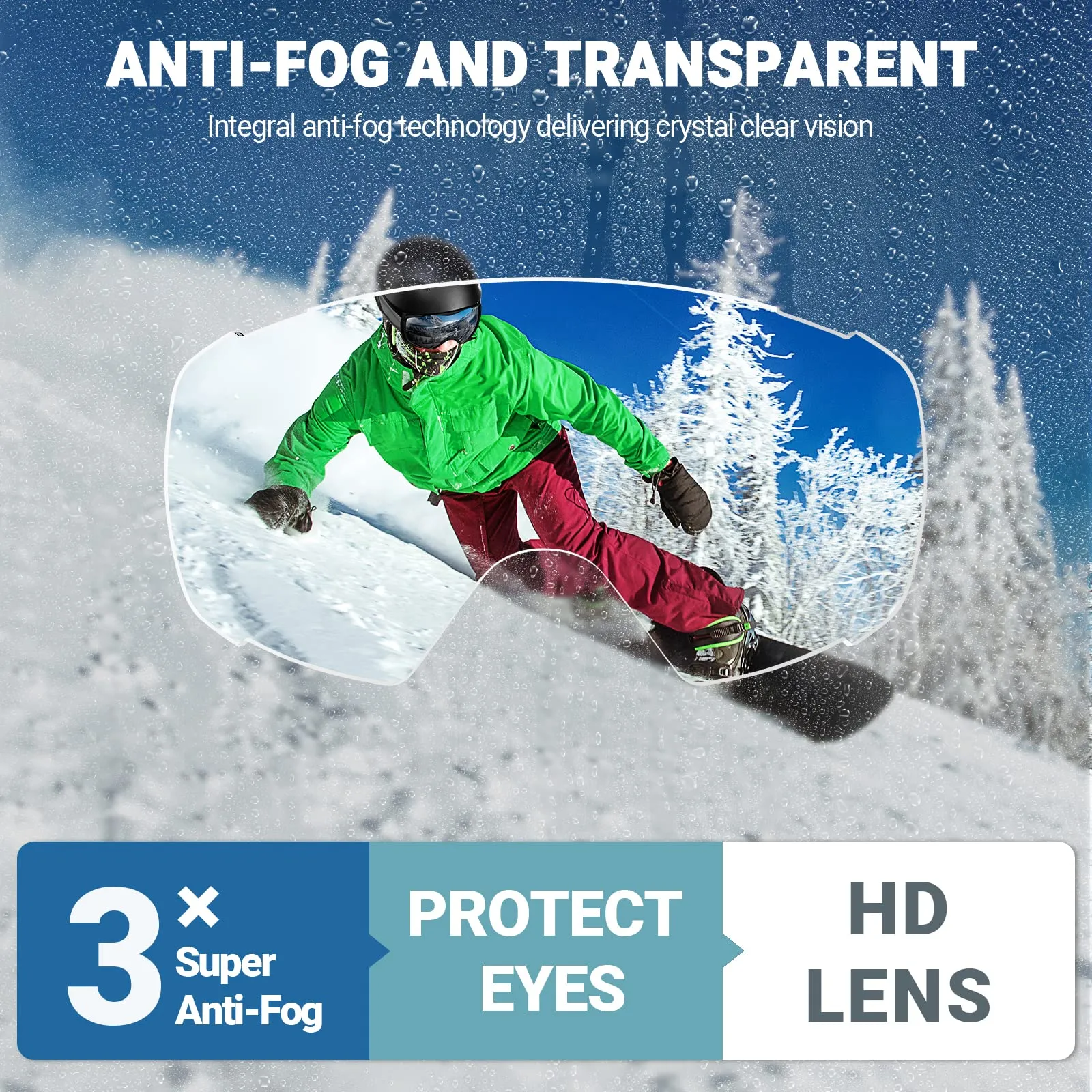 OutdoorMaster Maschera Sci Modello Classic OTG Lenti Anti-Appannamento e Protezione UV400 Compatibile con Casco e Occhiali da Vista - immagine 4