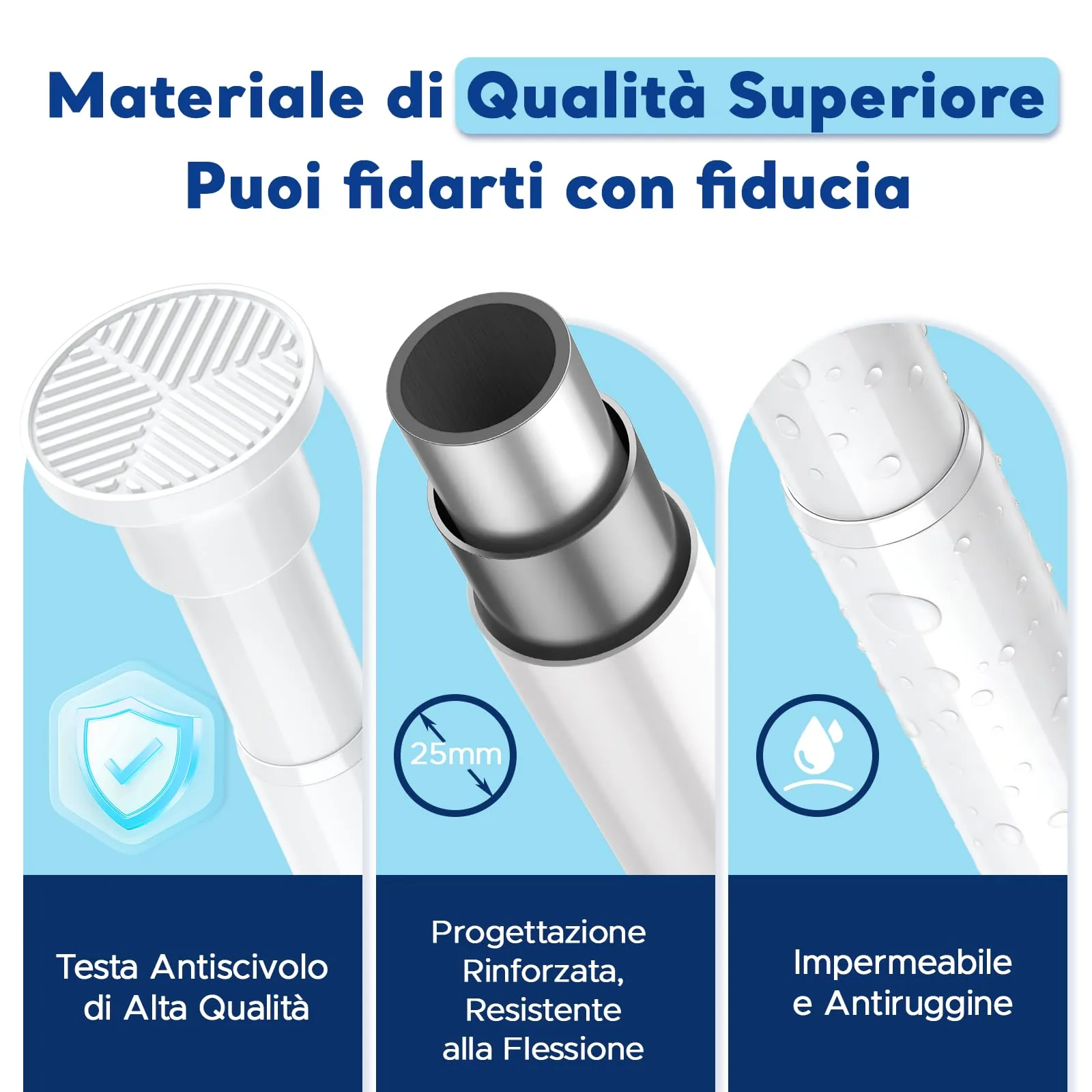BSYXLSX Bastone Tenda a Pressione Bianco, 71-155 cm, Ø 25 mm - immagine 7