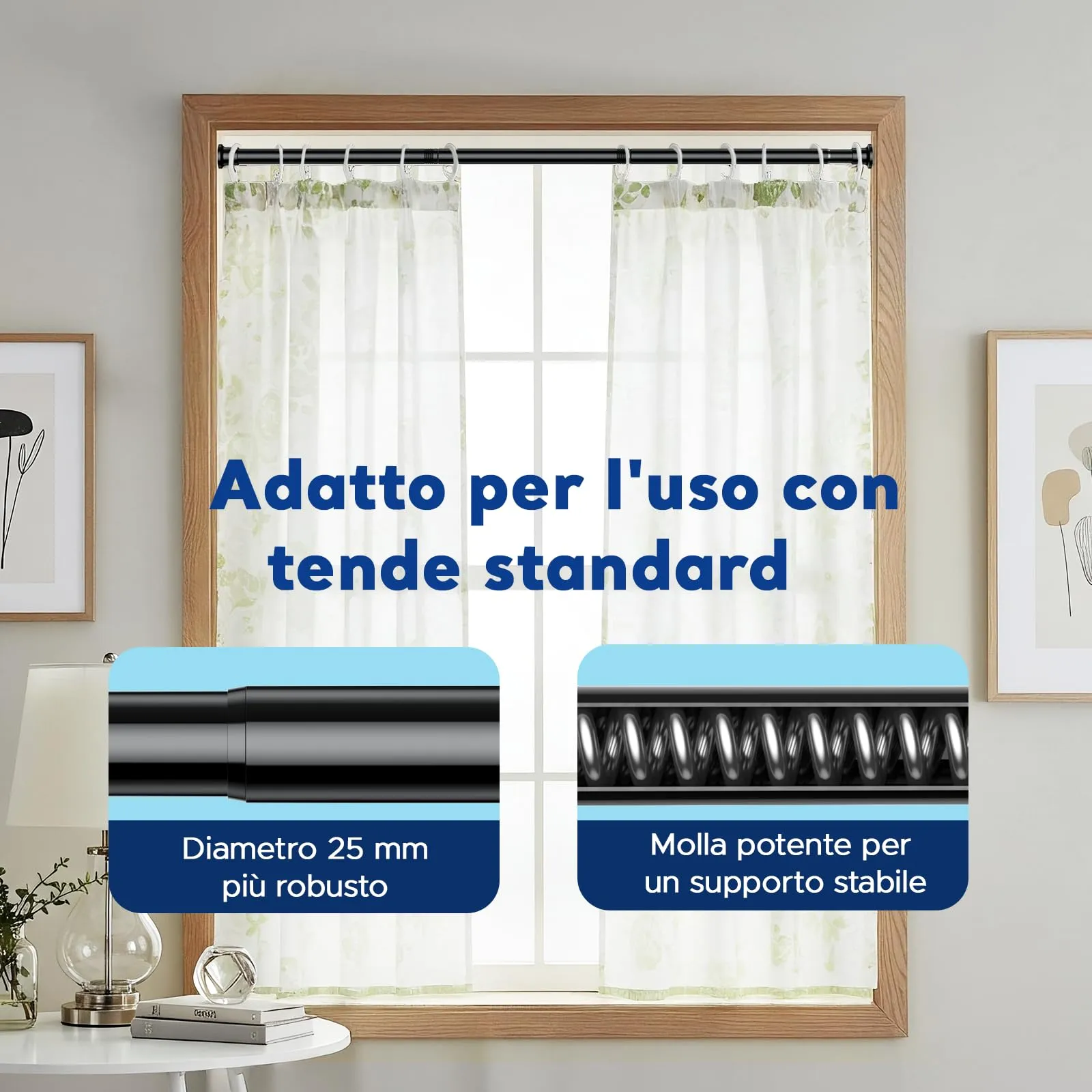 BSYXLSX Bastone Tenda a Pressione Nero, 71-125 cm, Ø 25 mm - immagine 5