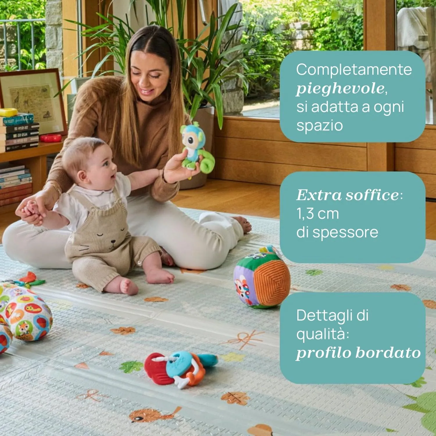 Chicco Tappeto Gioco Bambini 2in1, 200x180 cm, Spessore 1.3 cm, Double Face - immagine 2