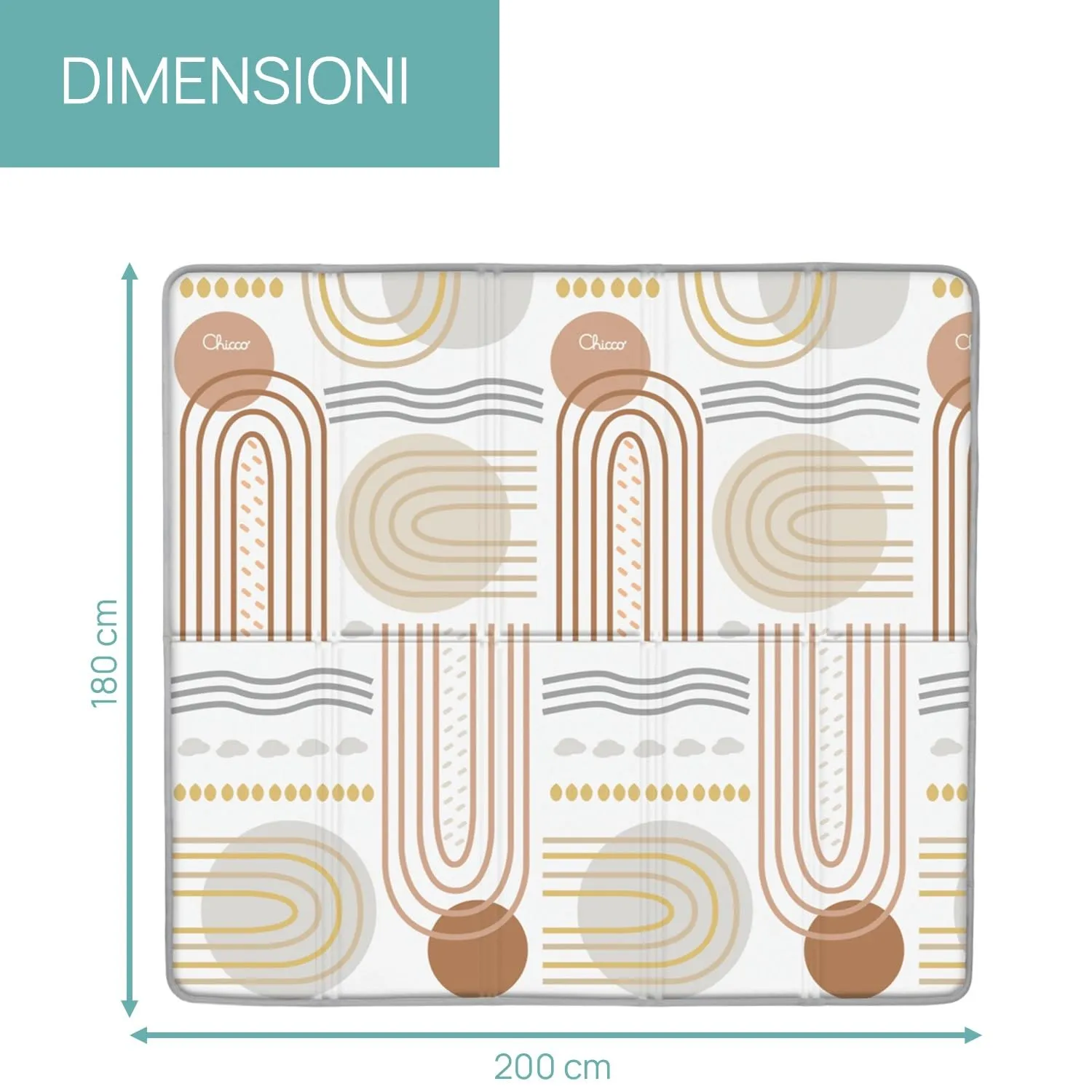 Chicco Tappeto Gioco Bambini 2in1, 200x180 cm, Spessore 1.3 cm, Double Face - immagine 3
