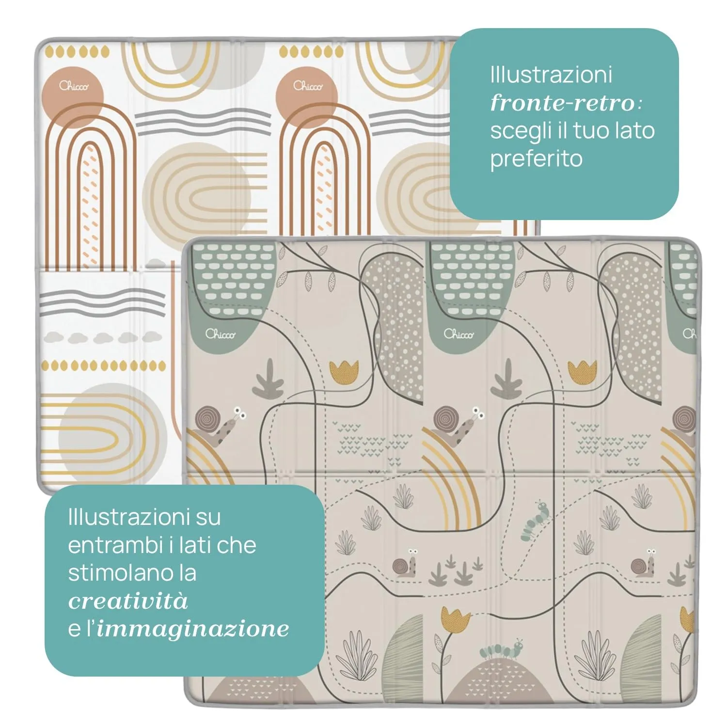 Chicco Tappeto Gioco Bambini 2in1, 200x180 cm, Spessore 1.3 cm, Double Face - immagine 7
