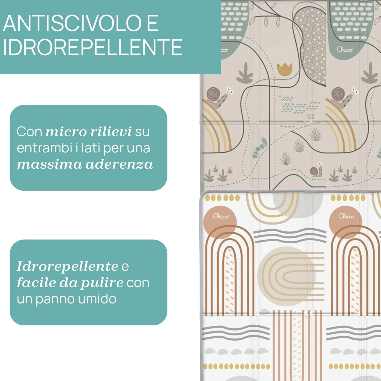 Chicco Tappeto Gioco Bambini 2in1, 200x180 cm, Spessore 1.3 cm, Double Face - immagine 8