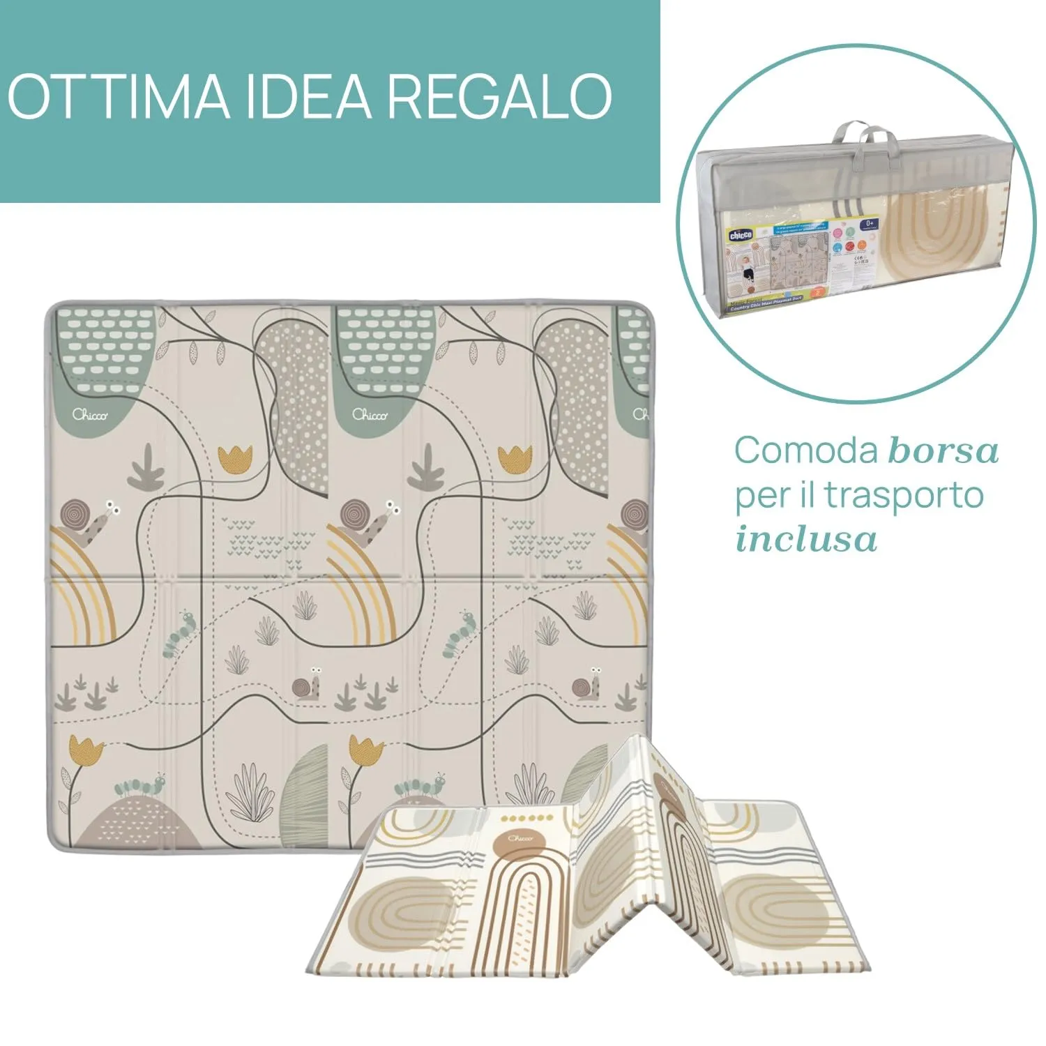 Chicco Tappeto Gioco Bambini 2in1, 200x180 cm, Spessore 1.3 cm, Double Face - immagine 9