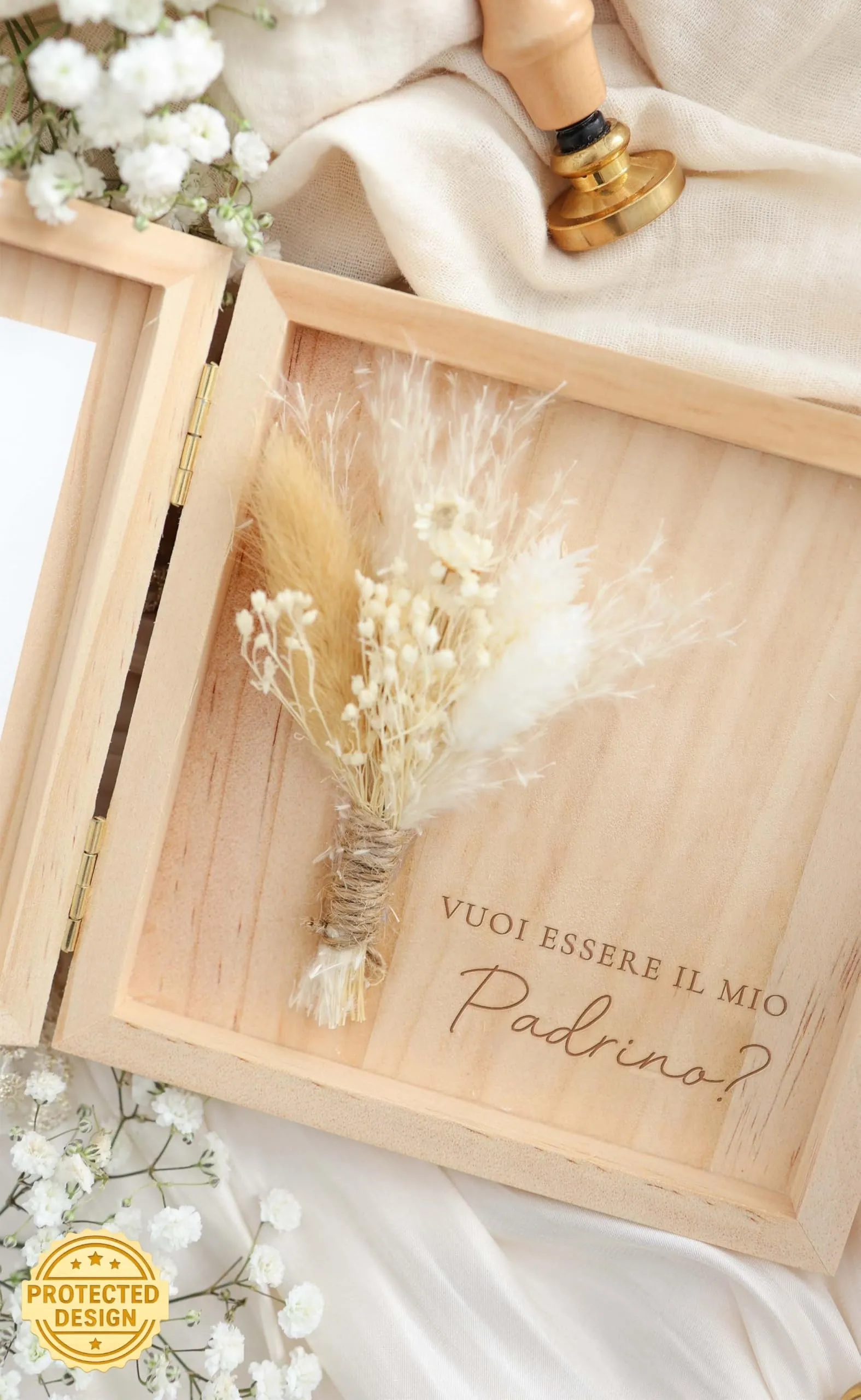 Joli Coon Cofanetto in legno per padrino, 14 x 14 x 3 cm - immagine 3