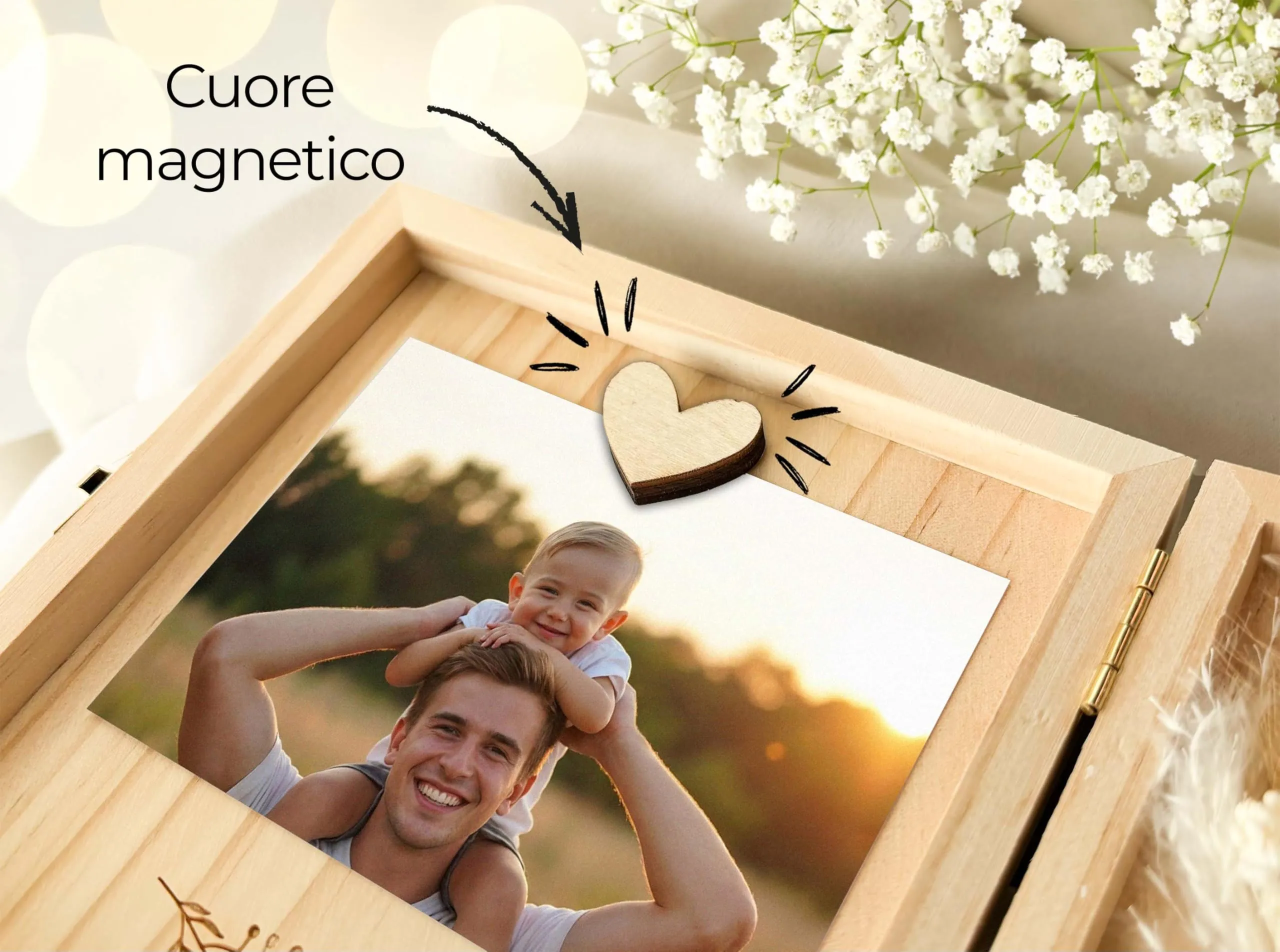 Joli Coon Cofanetto in legno per padrino, 14 x 14 x 3 cm - immagine 4