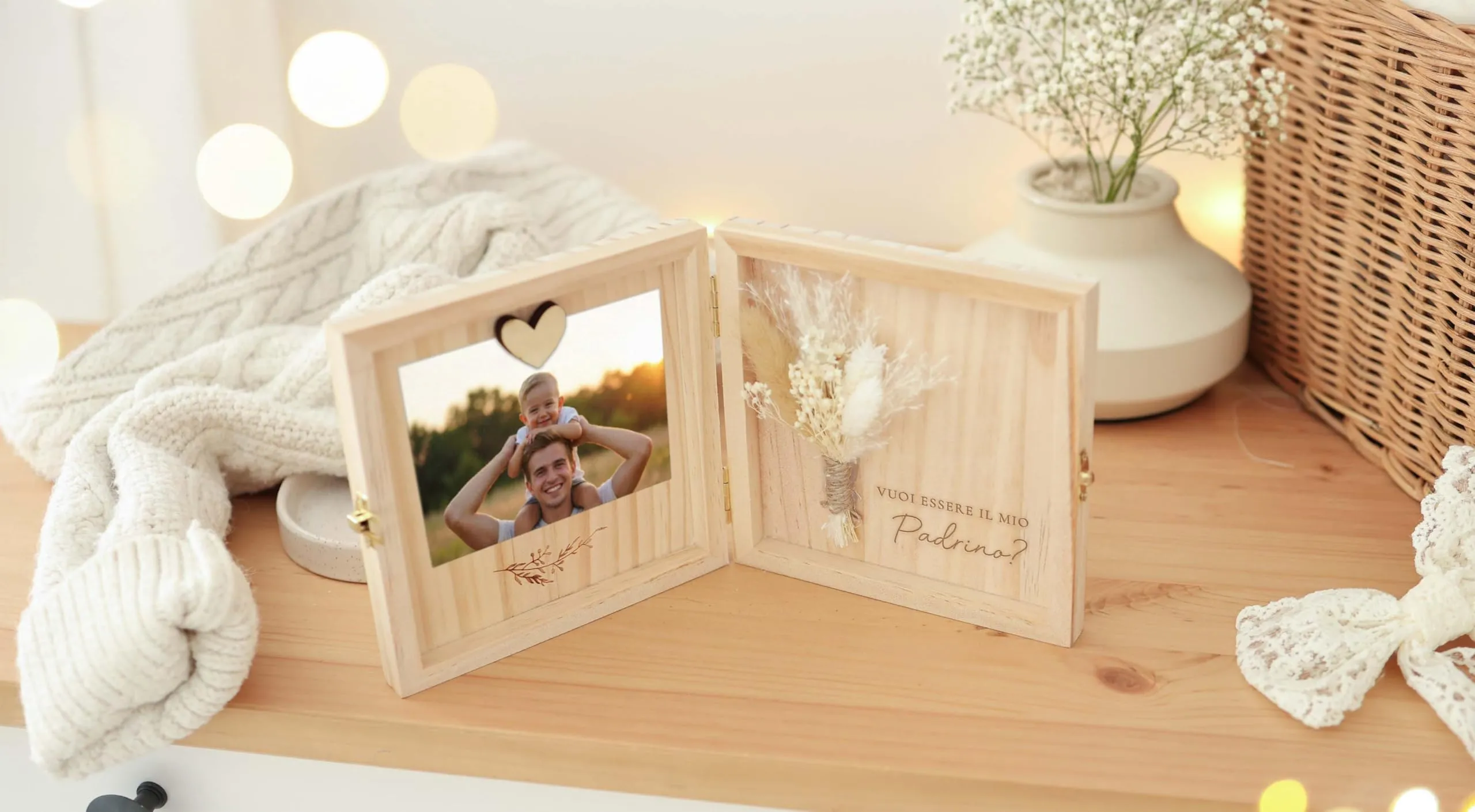 Joli Coon Cofanetto in legno per padrino, 14 x 14 x 3 cm - immagine 6