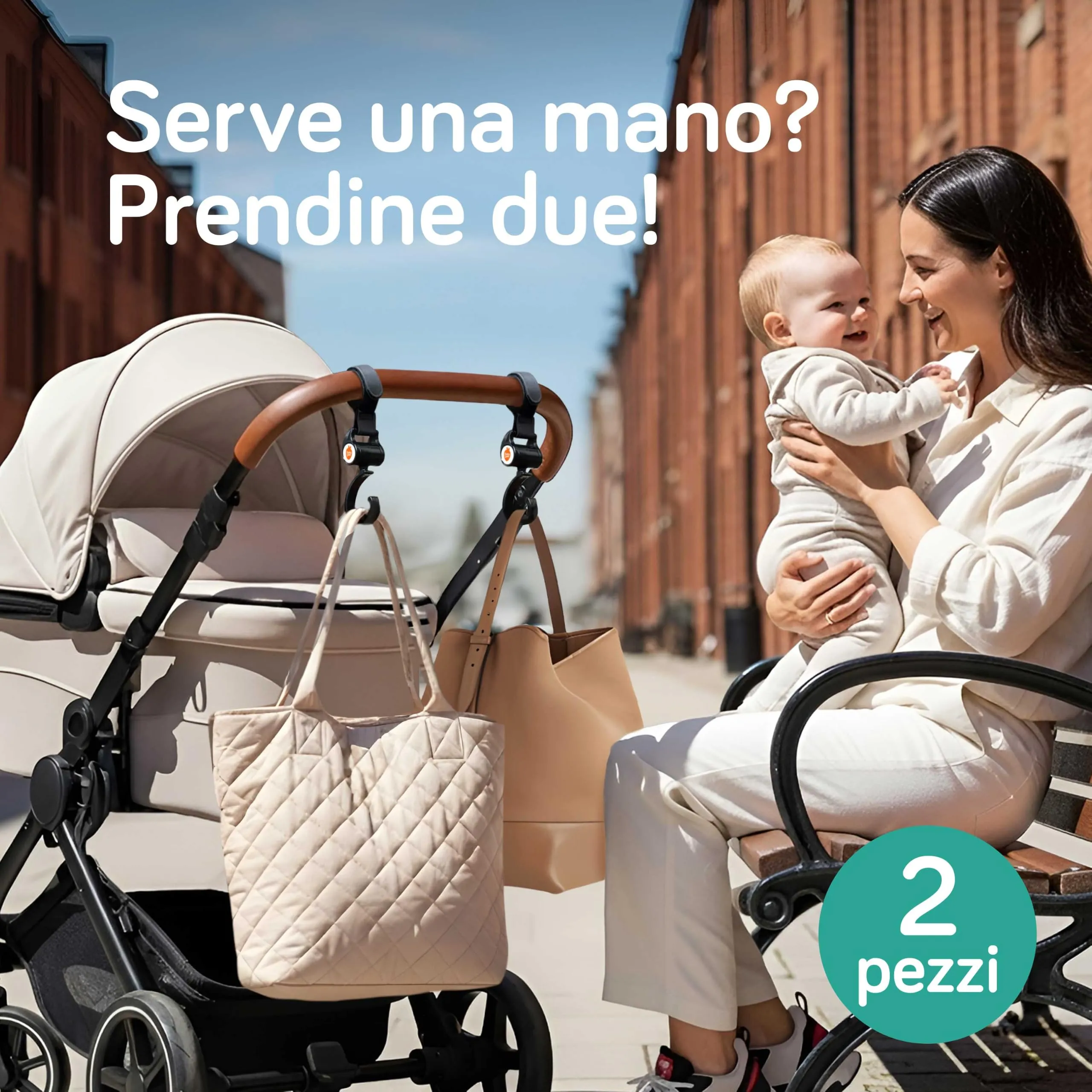 Baby Uma Ganci Passeggino Porta Borse Rotazione 360°, 2 Pezzi - immagine 2
