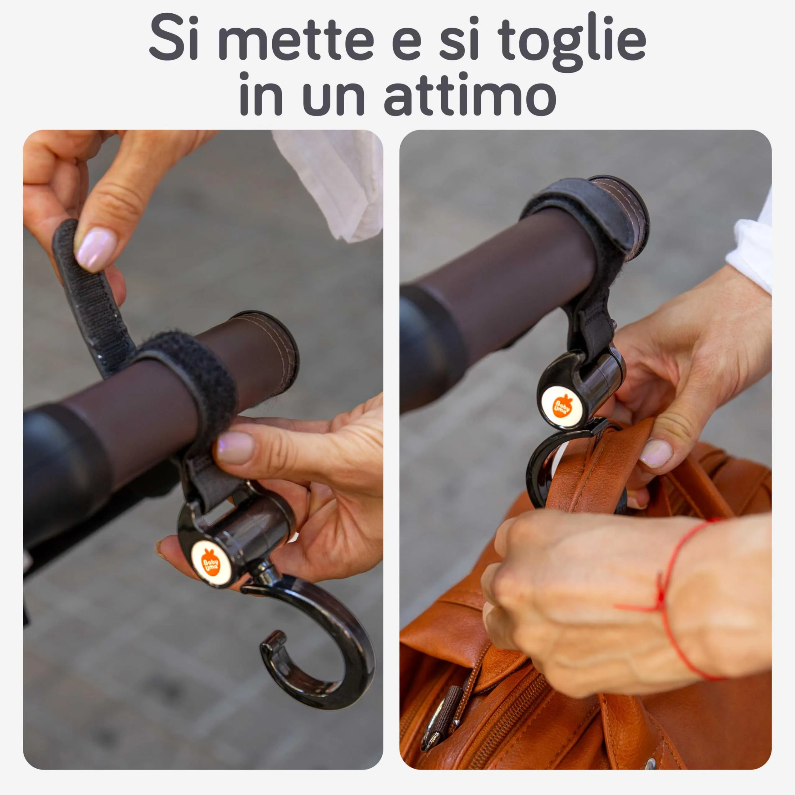 Baby Uma Ganci Passeggino Porta Borse Rotazione 360°, 2 Pezzi - immagine 4