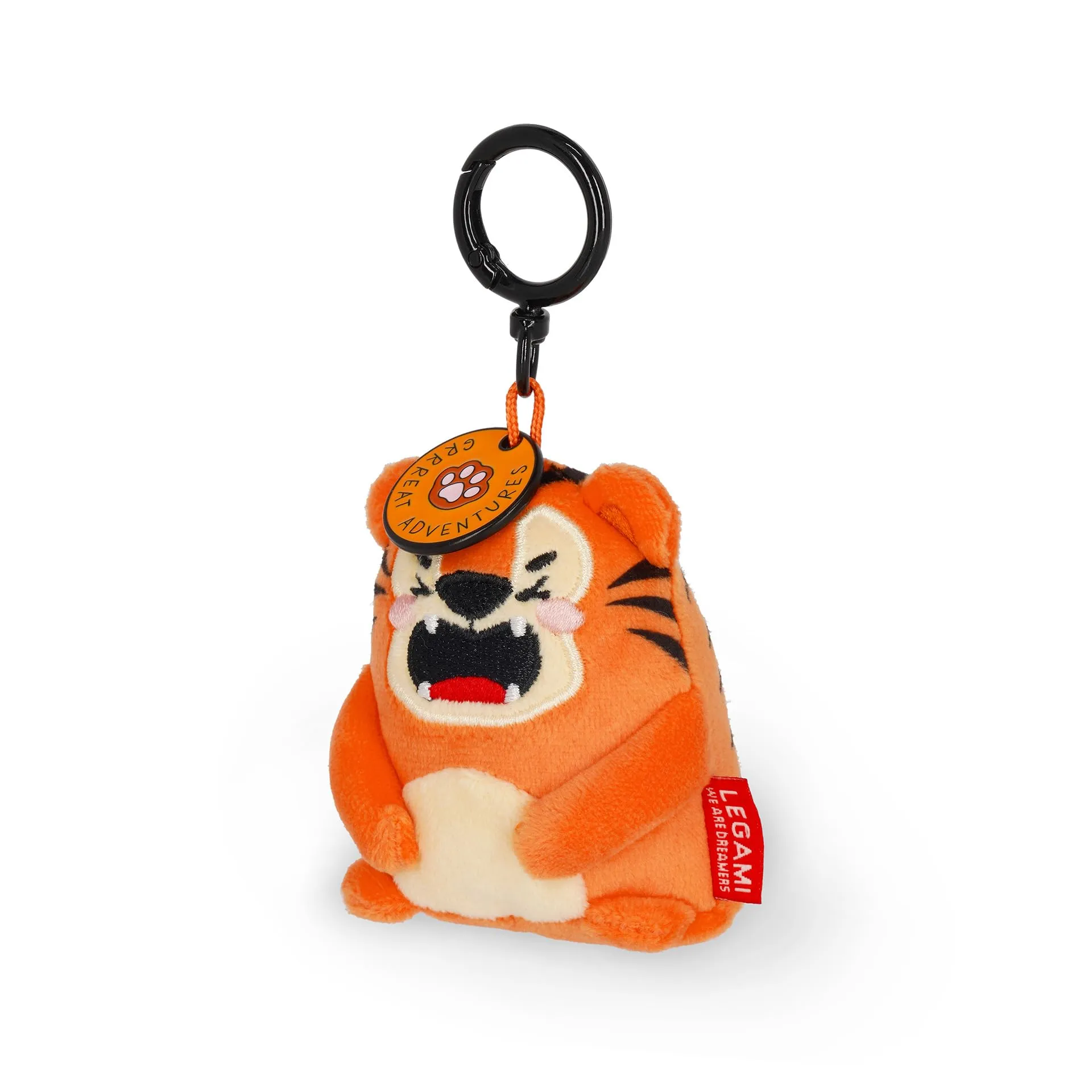 Legami Portachiavi Super Soft Tiger, Peluche con Messaggio Inciso e Moschettone in Zinco, 7x11 cm - immagine 2