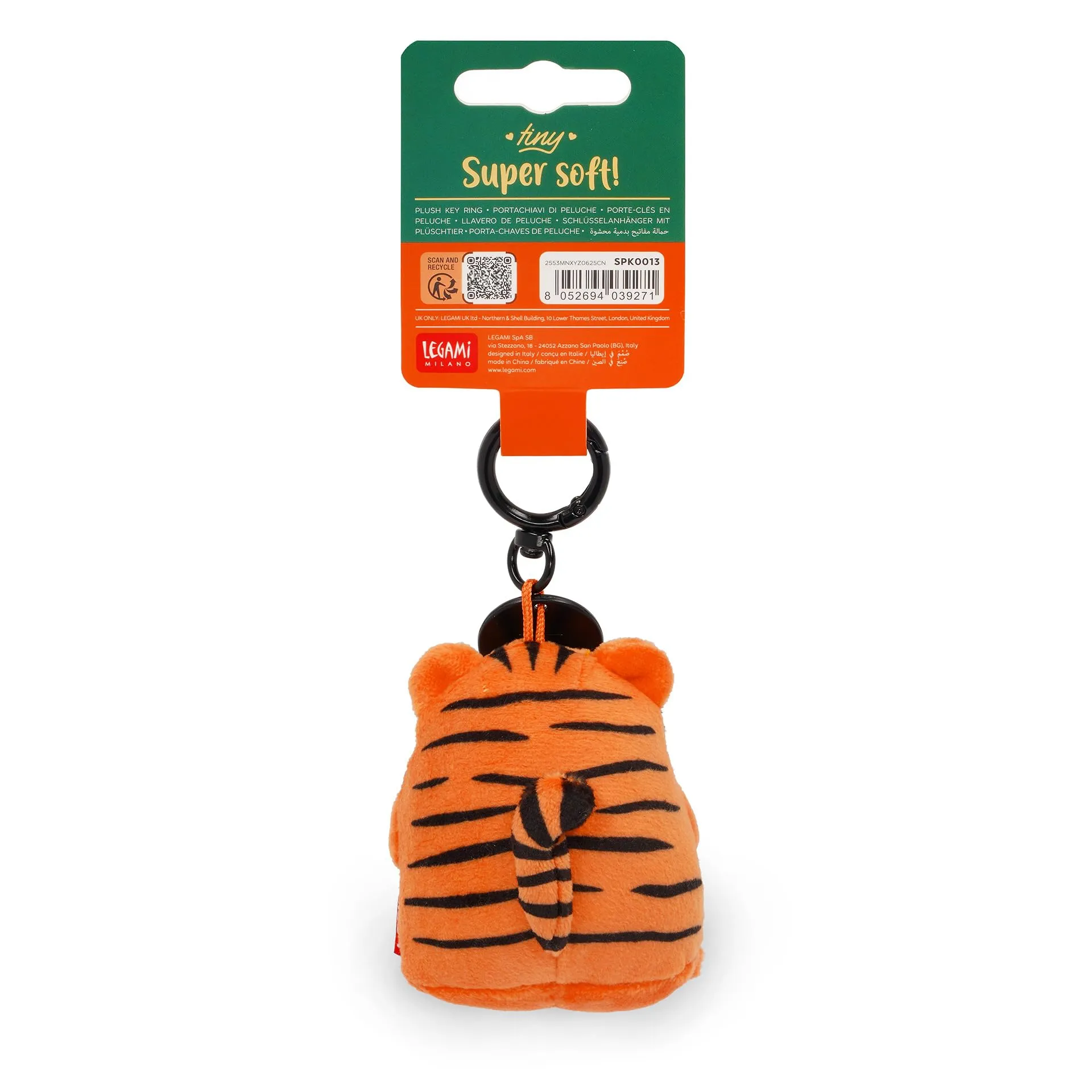 Legami Portachiavi Super Soft Tiger, Peluche con Messaggio Inciso e Moschettone in Zinco, 7x11 cm - immagine 5