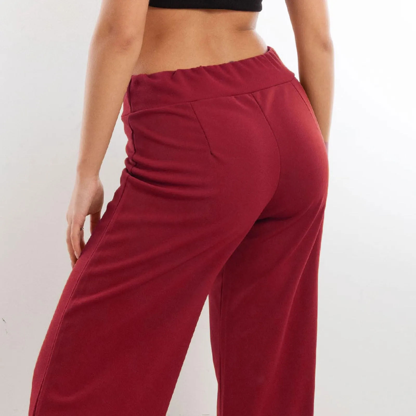 Toocool Pantaloni Donna a Palazzo Basic Elastico in Vita VI-9292, Bordeaux, M - immagine 6