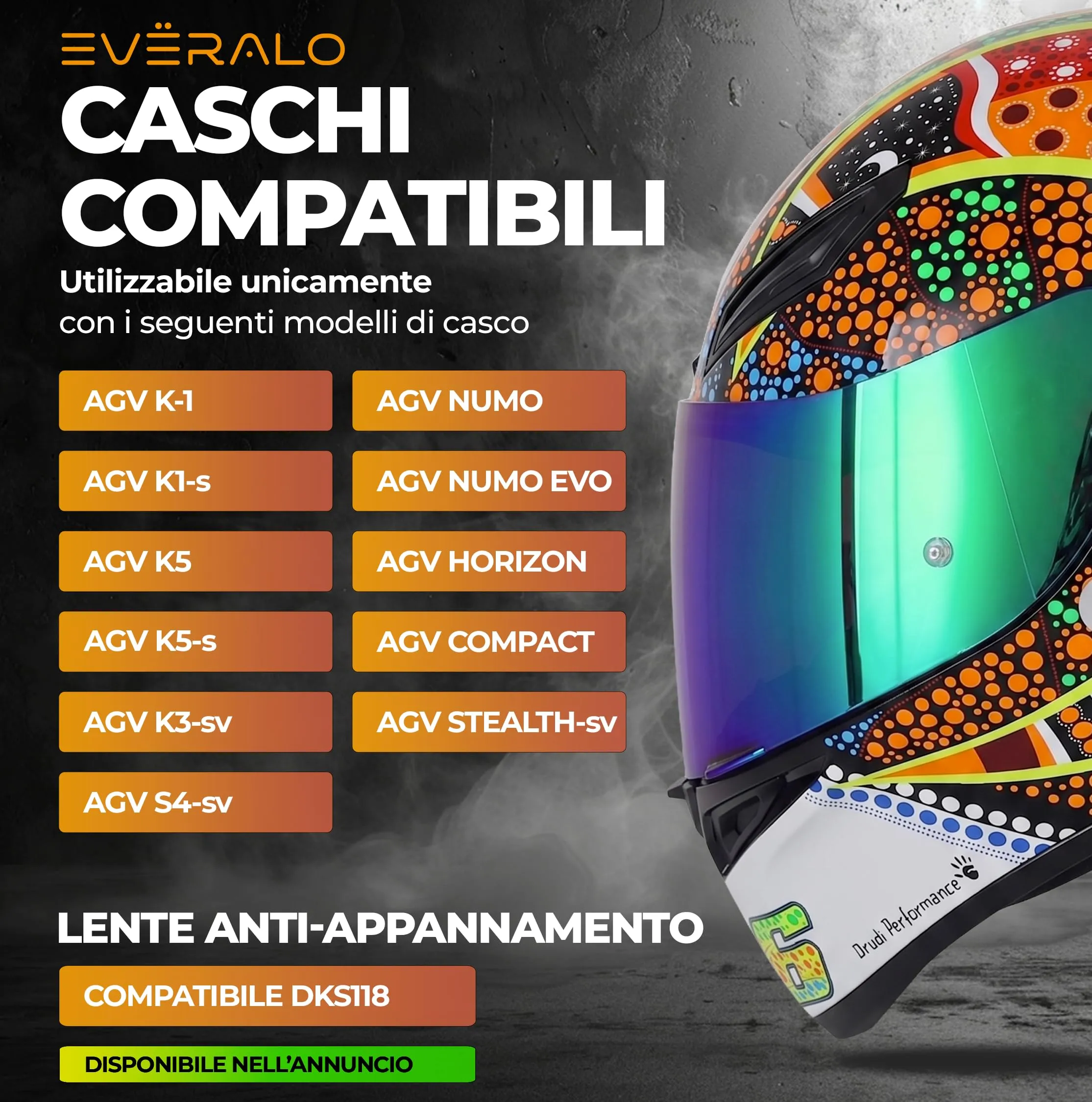 Everalo Visiera per Casco AGV K1, K1s, K3sv, K5, K5s, GT2 - immagine 2