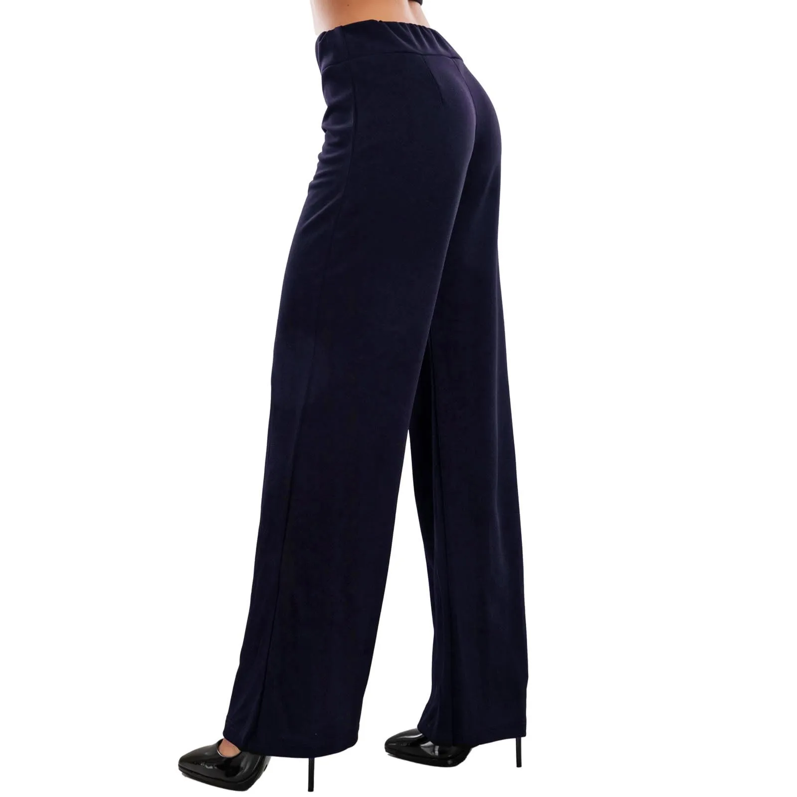 Toocool Pantaloni a Palazzo Basic Elastico in Vita VI-9292, Blu Scuro, XL - immagine 4