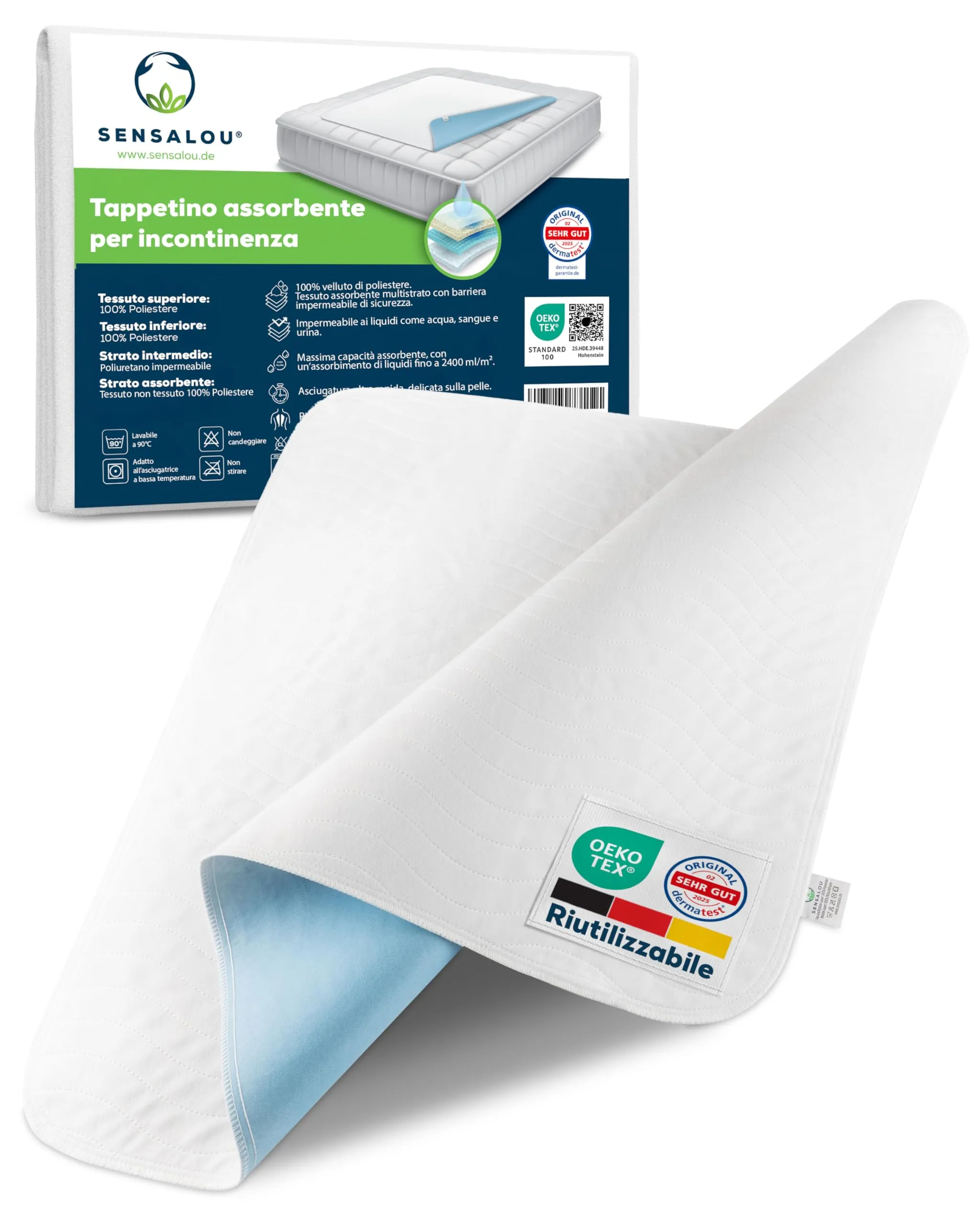 Sensalou Tappetino Letto Impermeabile 90x200 cm - immagine 1