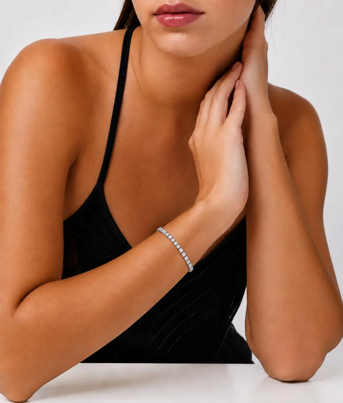 Dada Gioielli Bracciale Tennis Donna Zirconi 3 mm Acciaio Inossidabile, 17+3 cm (Zircone Bianco) - immagine 2