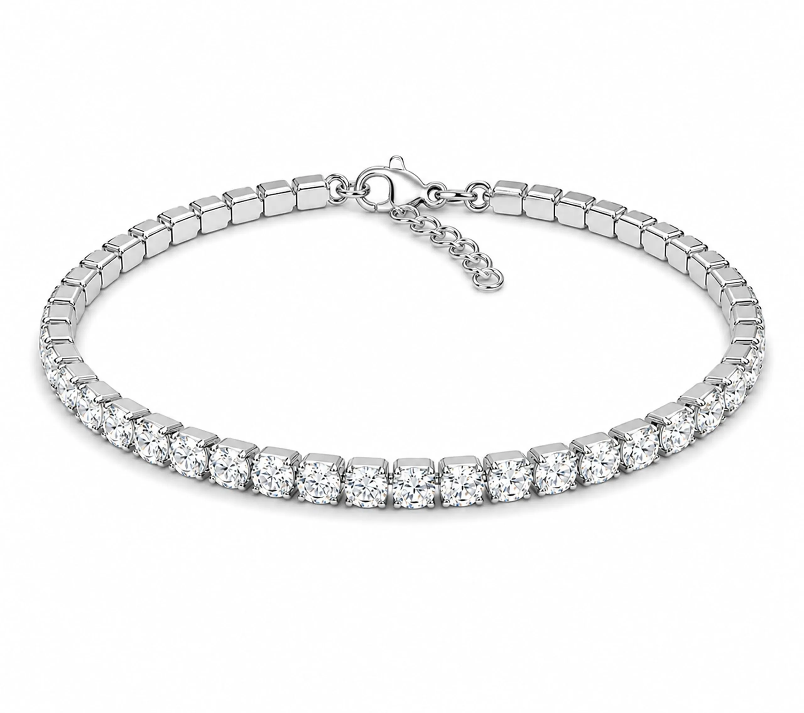 Dada Gioielli Bracciale Tennis Donna Zirconi 3 mm Acciaio Inossidabile, 17+3 cm (Zircone Bianco) - immagine 6