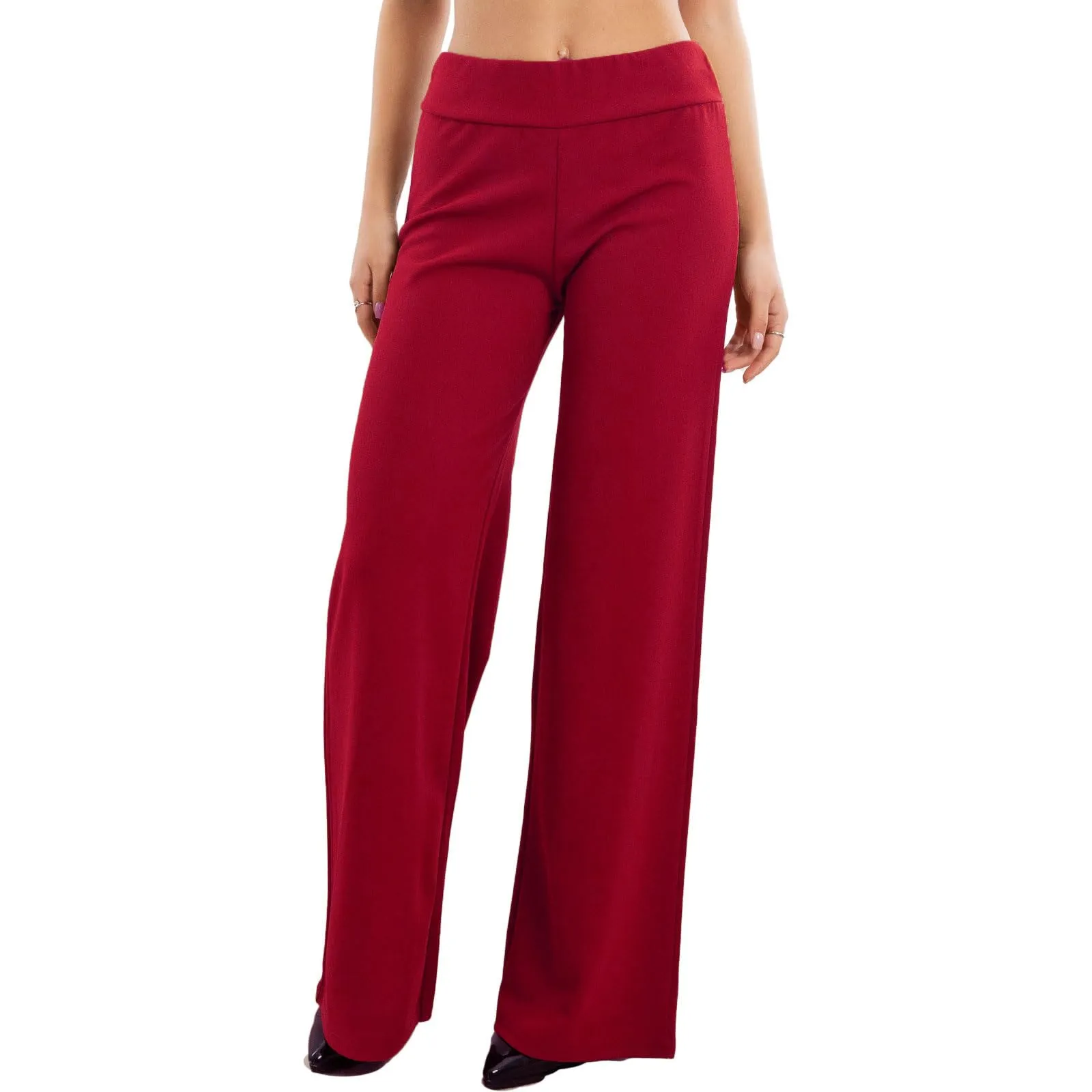 Toocool Pantaloni a Palazzo Basic Elastico in Vita VI-9292 - Bordeaux, XL - immagine 1