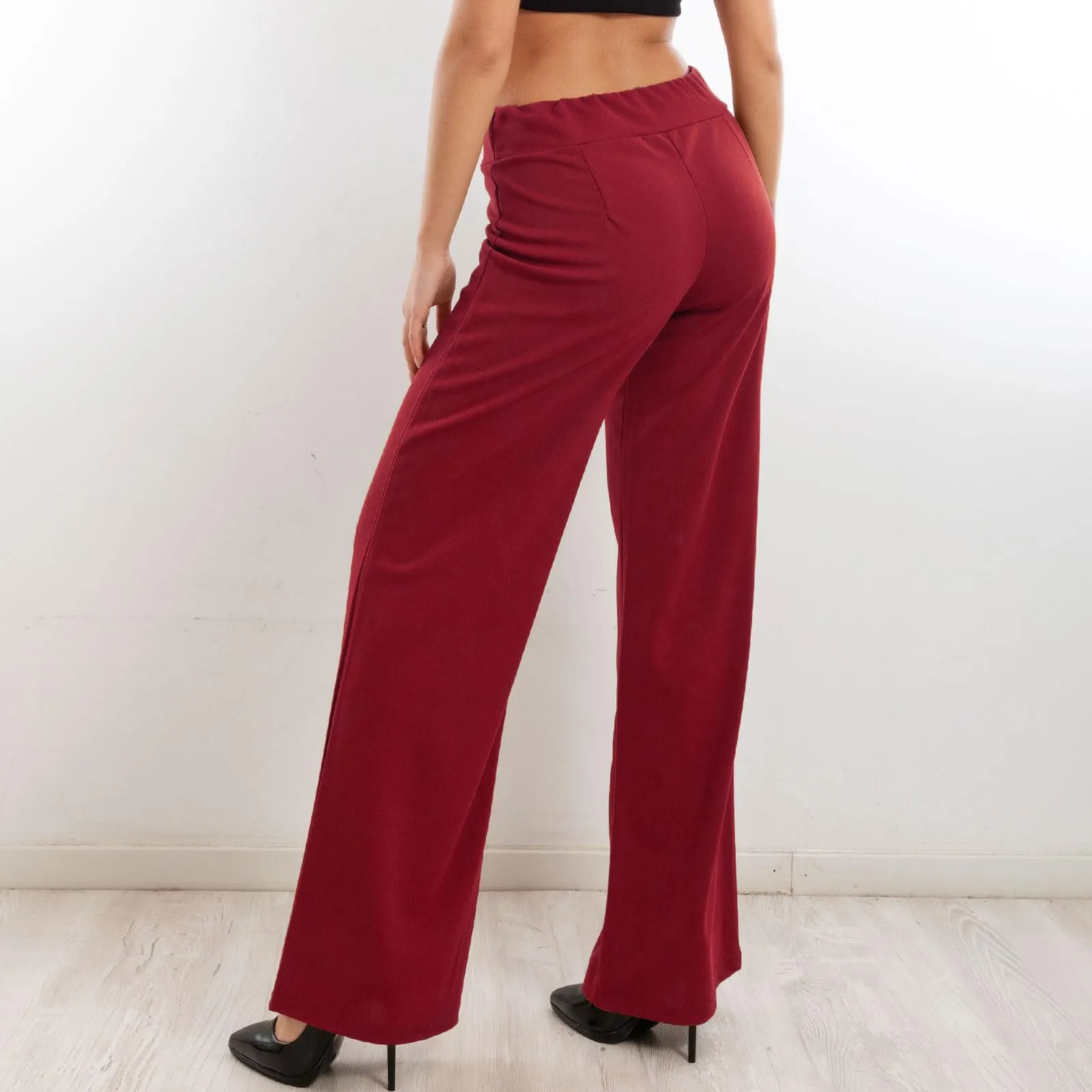 Toocool Pantaloni a Palazzo Basic Elastico in Vita VI-9292 - Bordeaux, XL - immagine 5