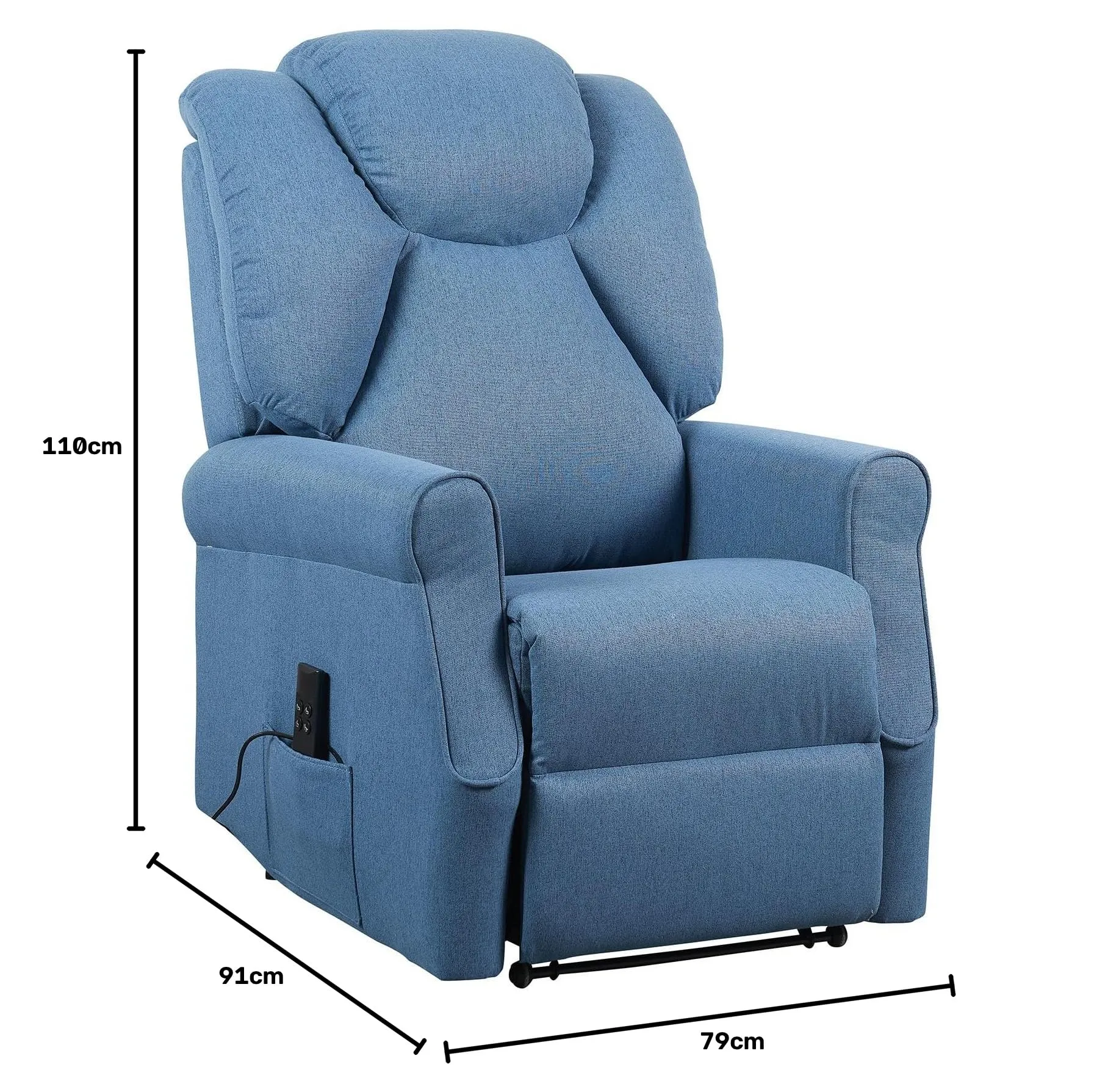Poltrone Italia Poltrona Relax Alzapersona Zero Gravity 2 Motori con Roller 4 Ruote, Blu - immagine 2