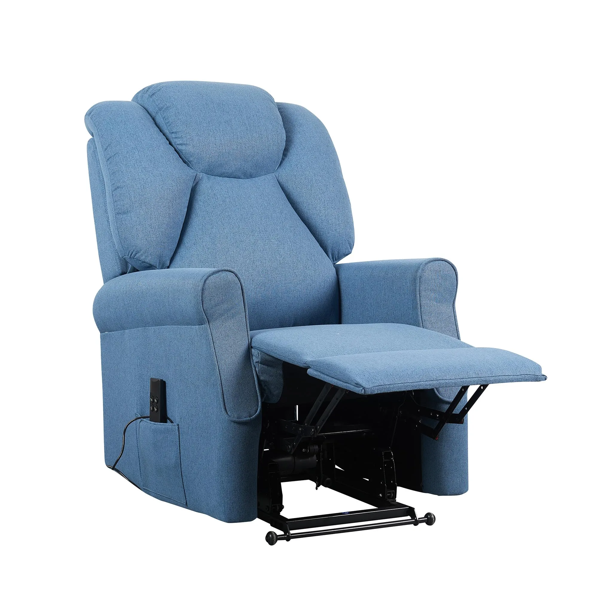 Poltrone Italia Poltrona Relax Alzapersona Zero Gravity 2 Motori con Roller 4 Ruote, Blu - immagine 4
