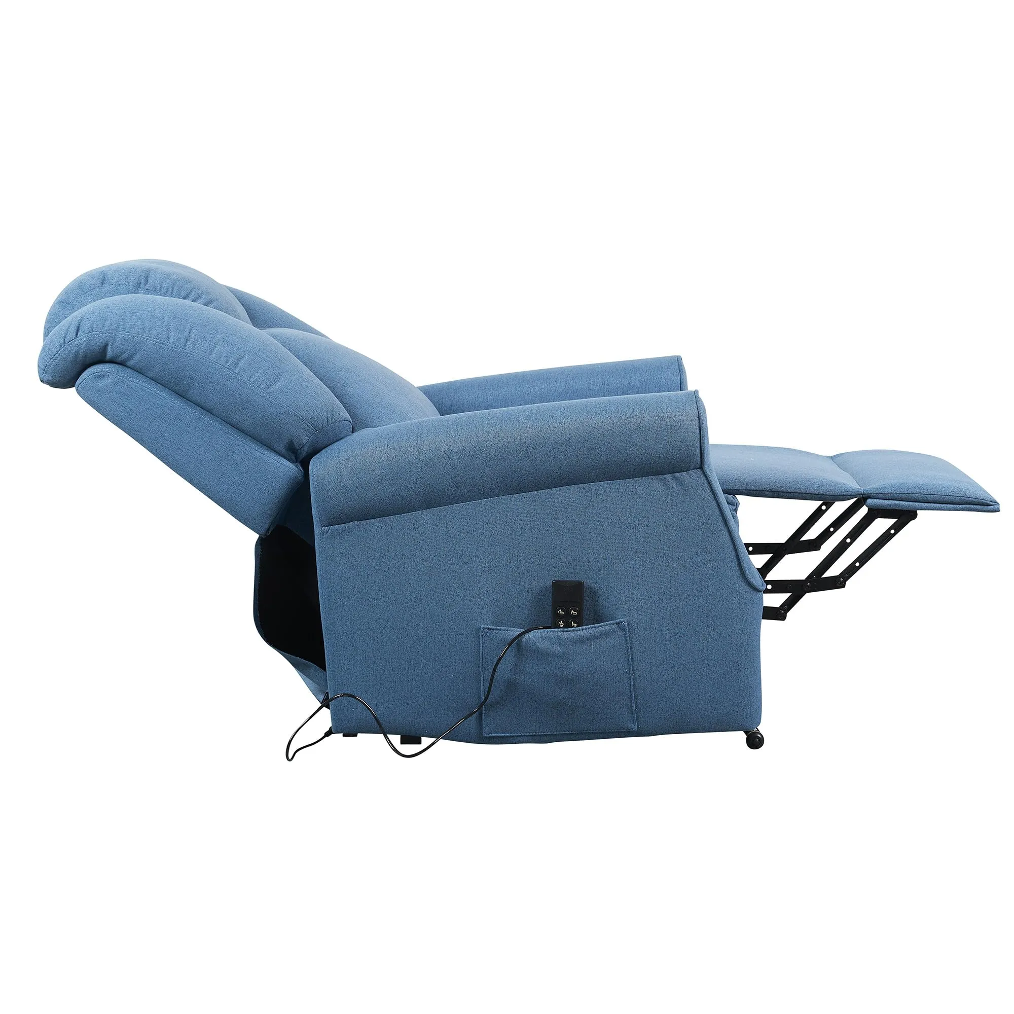 Poltrone Italia Poltrona Relax Alzapersona Zero Gravity 2 Motori con Roller 4 Ruote, Blu - immagine 7