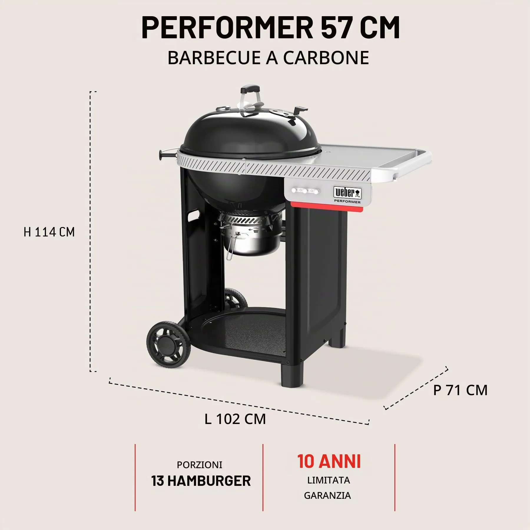 Weber Performer Barbecue a Carbone 57 cm con Carrello - immagine 4